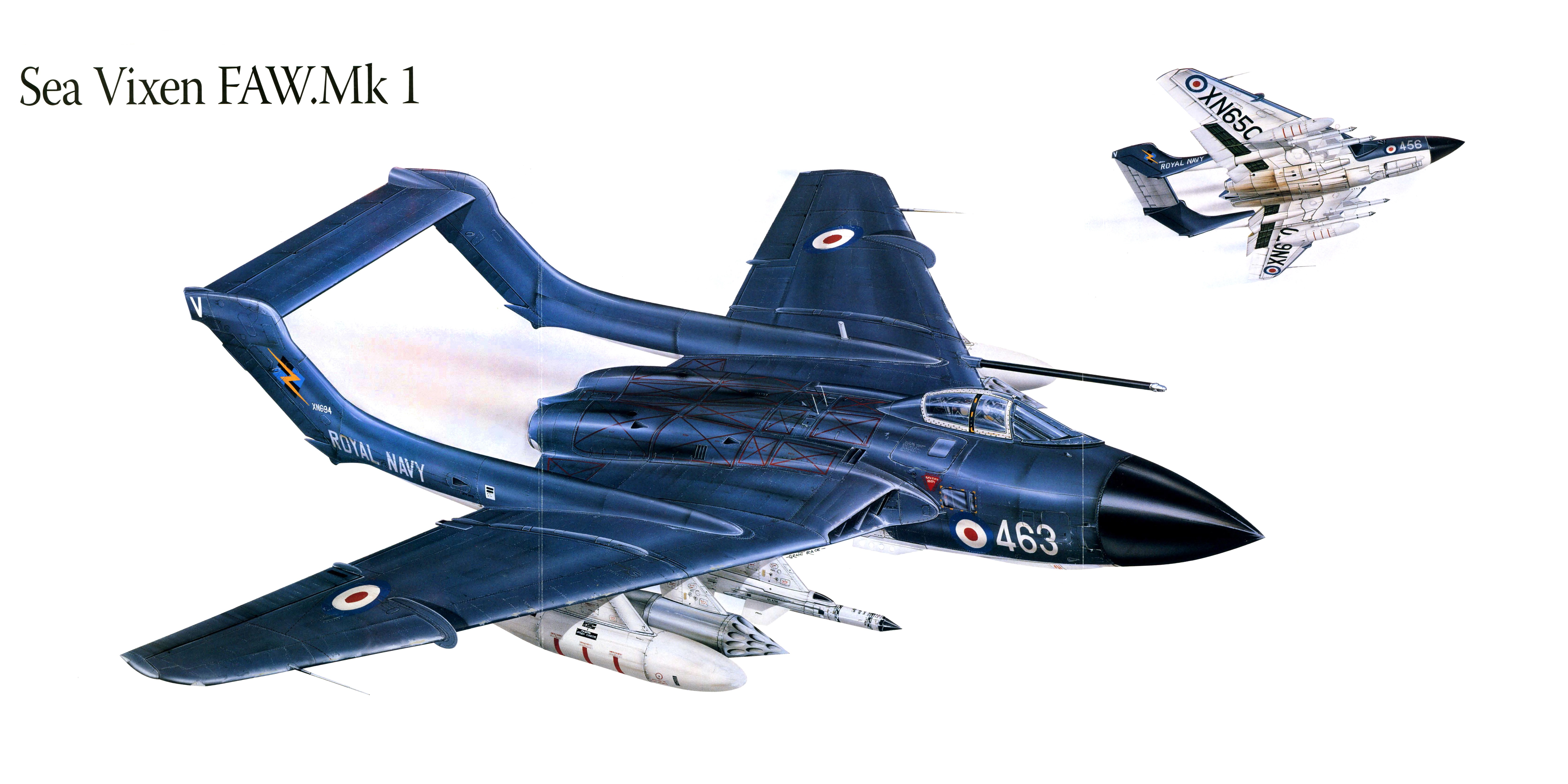 6680x3340、飛行機、描かれた壁紙、Sea Vixen FAW.Mk 1、、航空、