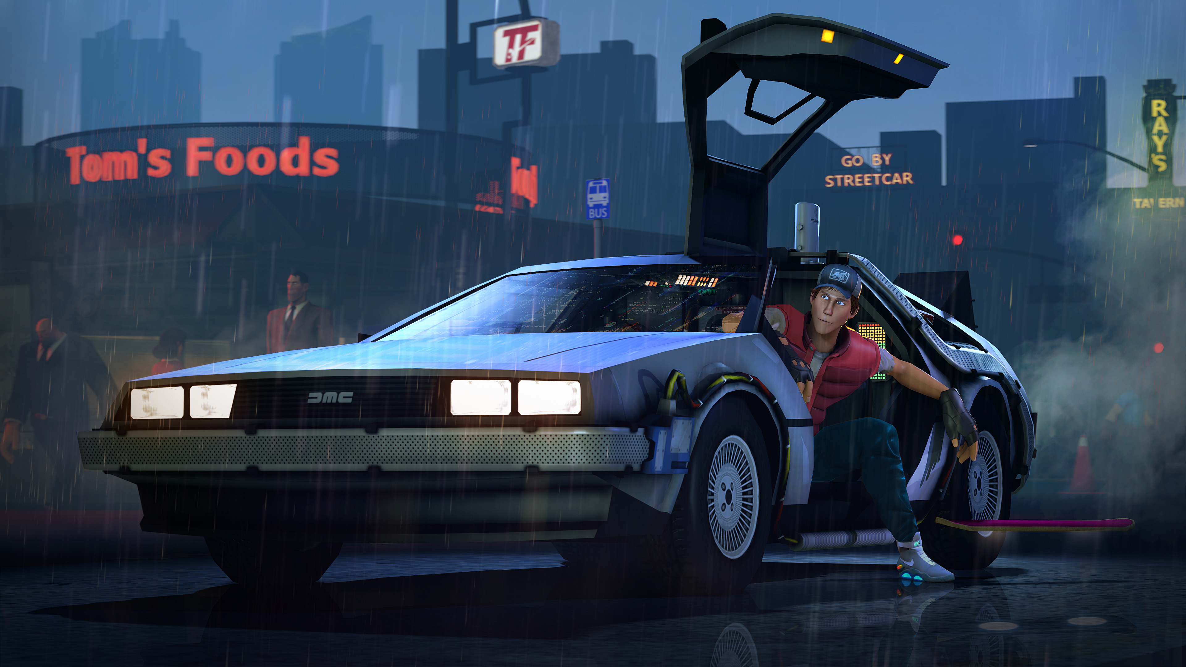 Фотография Назад в будущее мужчина DeLorean team fortress, 3840x2160