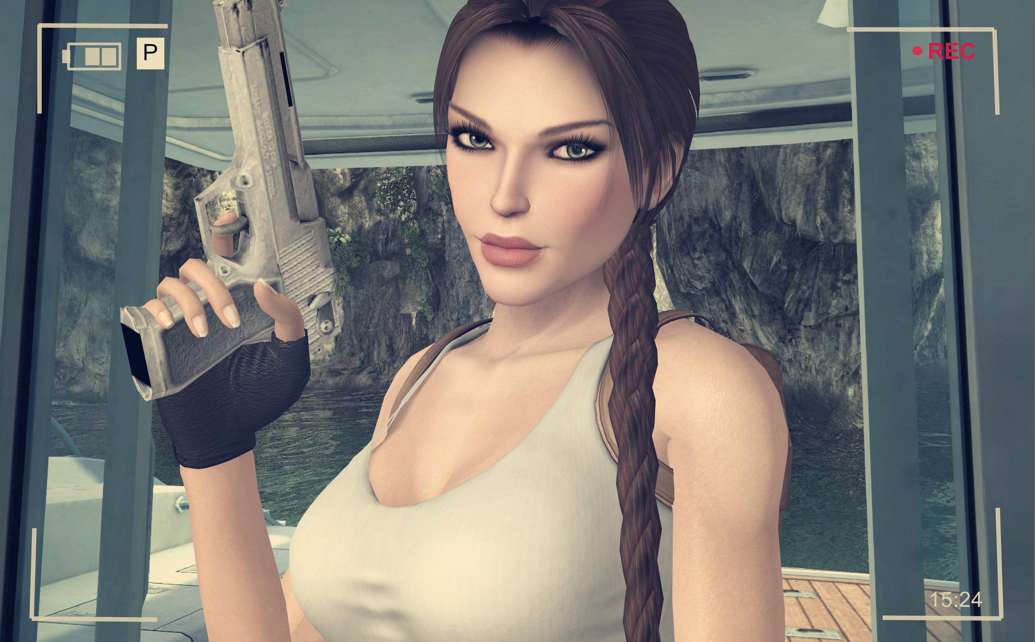 Images Tomb Raider pistol Lara Croft Brown haired Braid 3499x2171