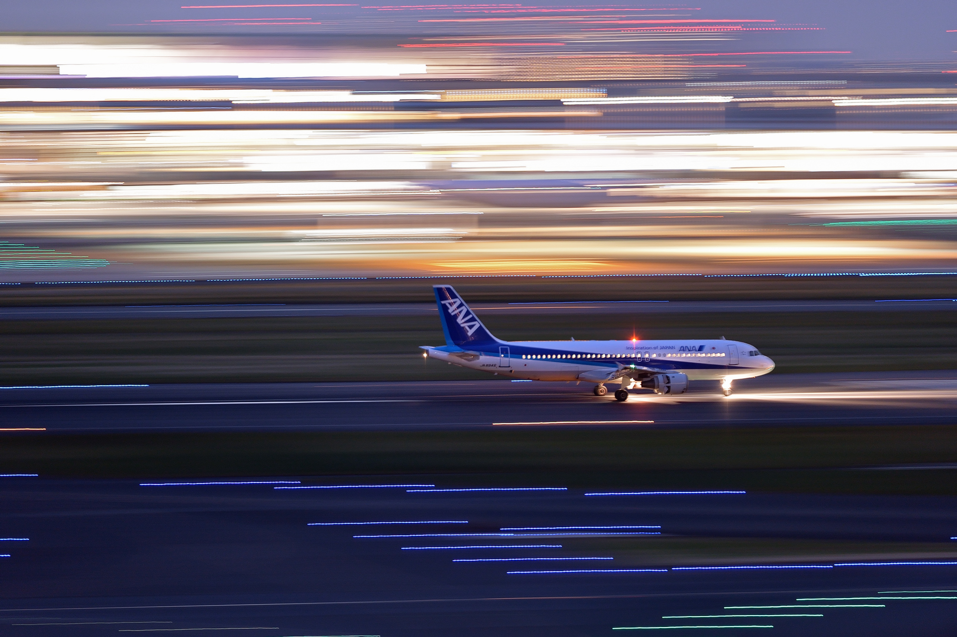 airplane taking off at night wallpaper