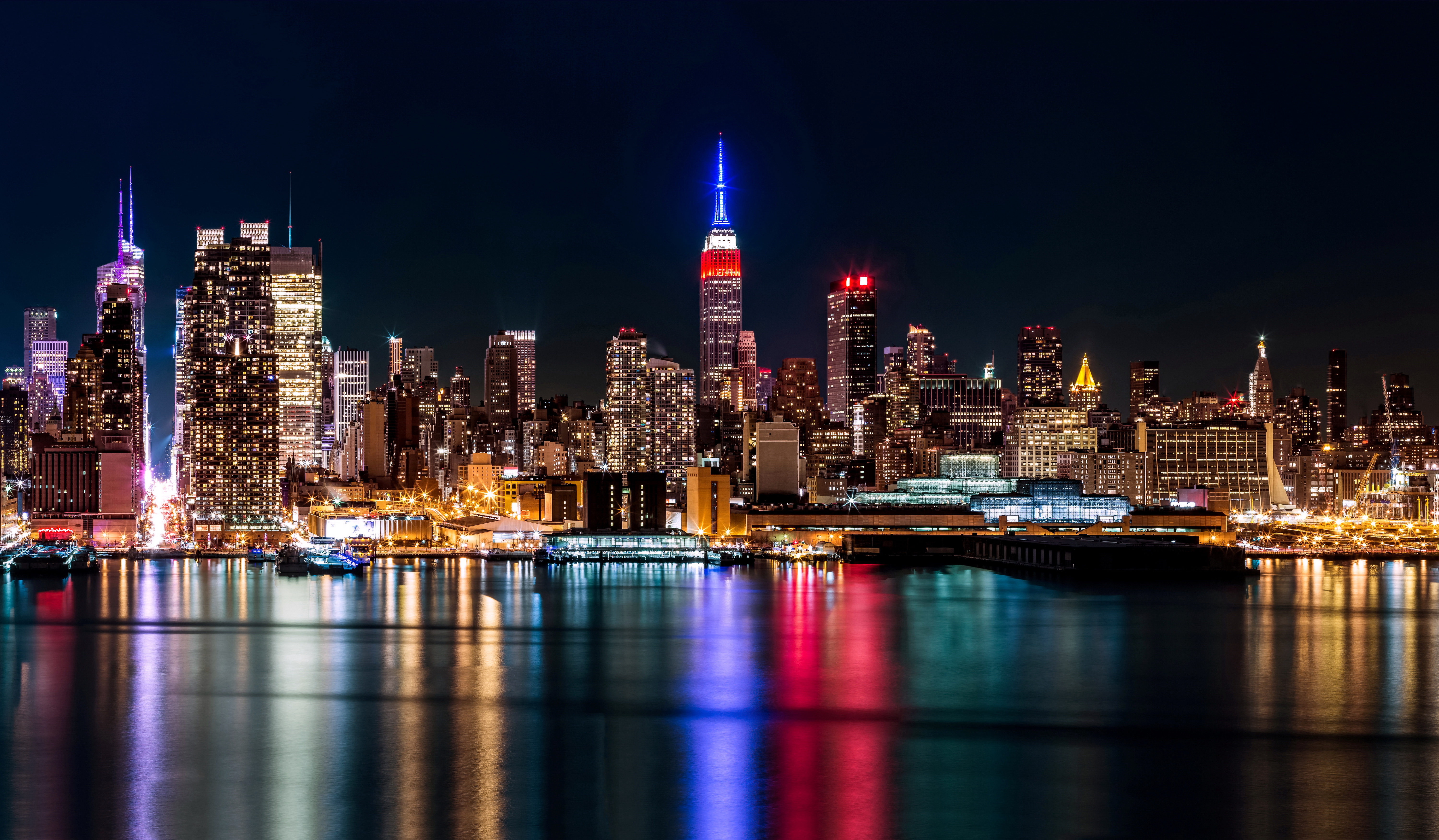 Bilder von Manhattan New York City USA Brooklyn Meer Nacht