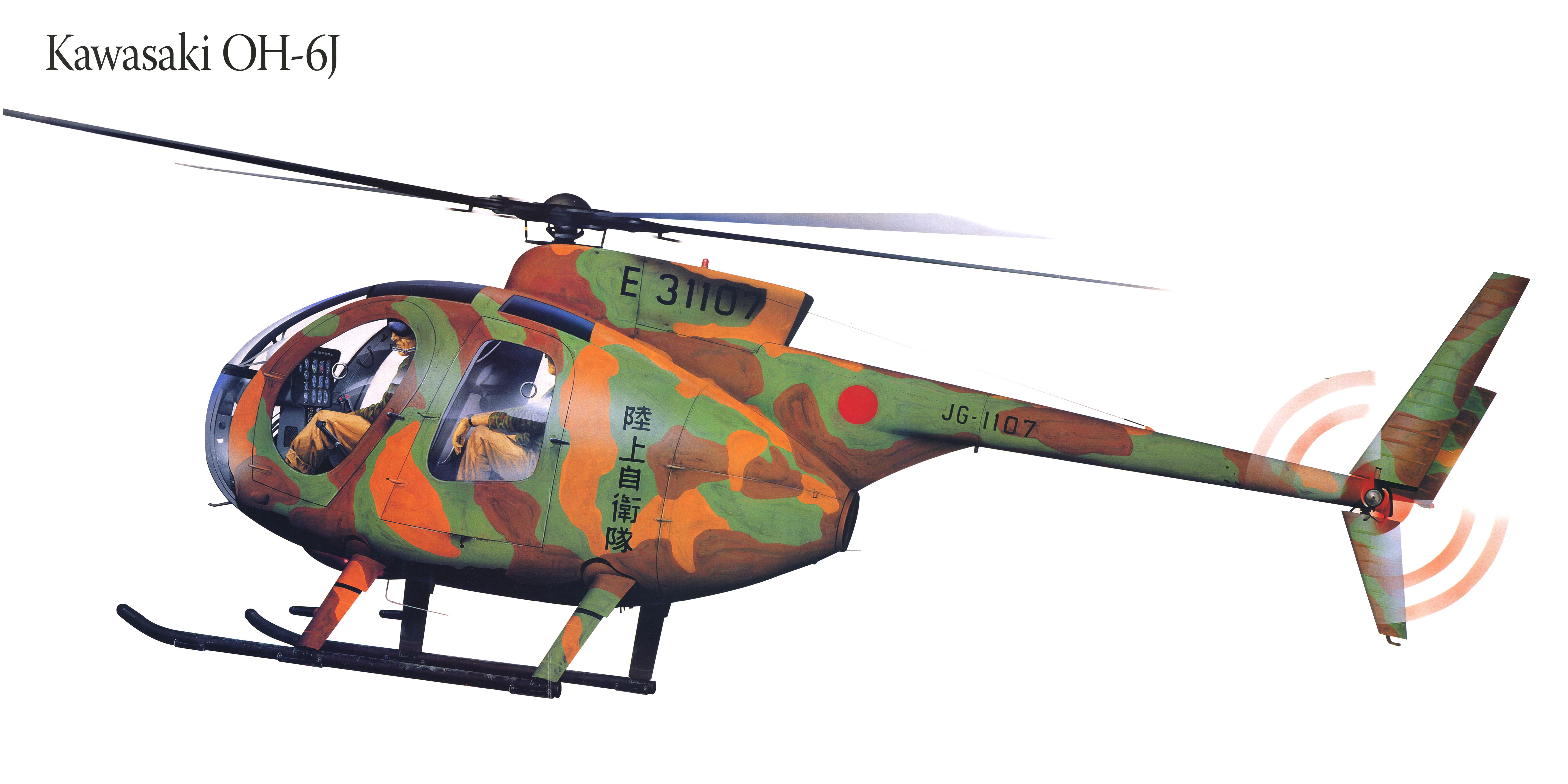 壁紙 7068x3534 直升機 绘制壁纸 Kawasaki Oh 6j 航空 下载 照片