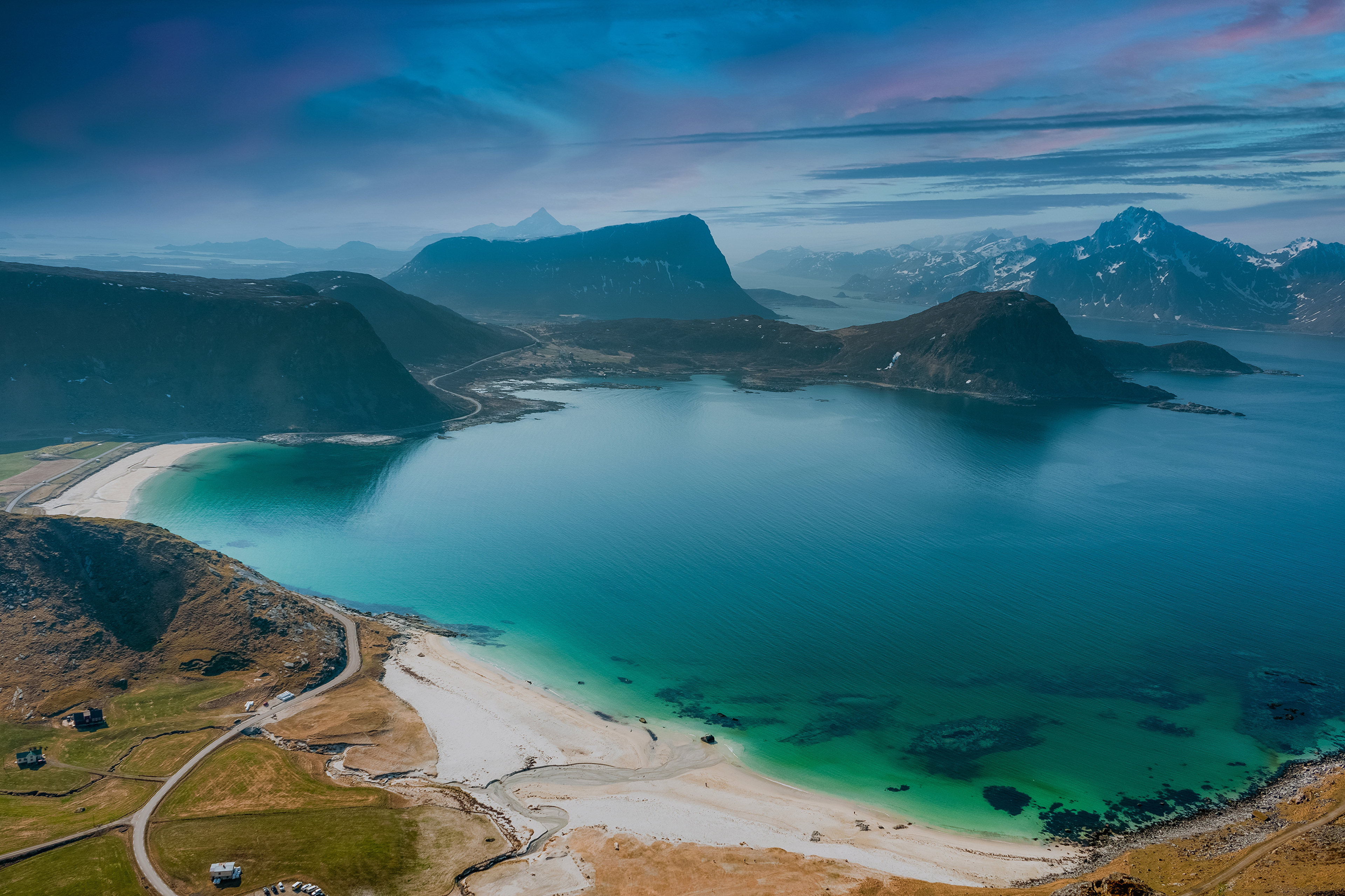 ，挪威，岸，山，罗弗敦群岛，從上面，大自然，