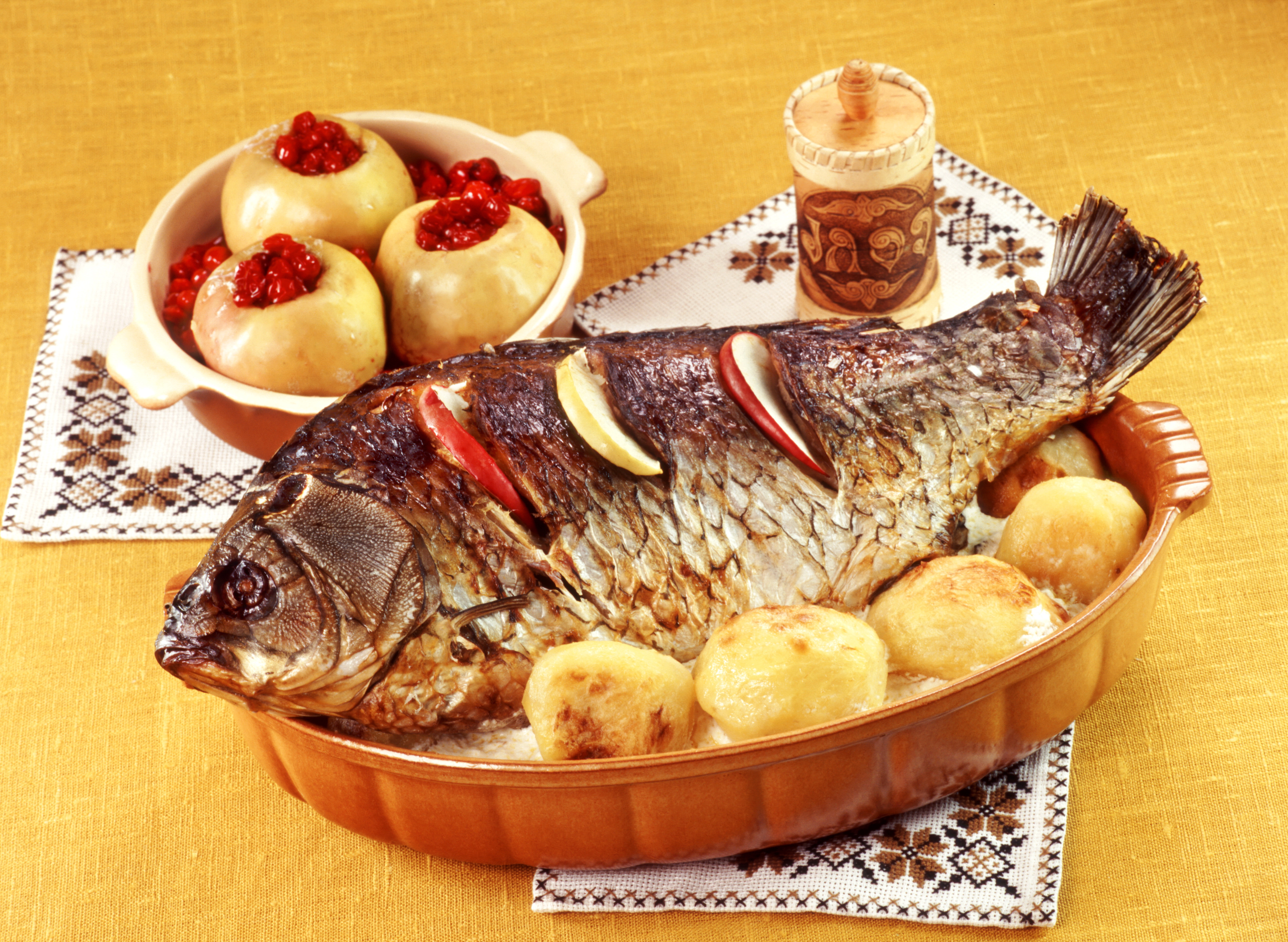 Картинки Картофель Рыба Еда Морепродукты 5232x3828 картошка Пища Продукты питания