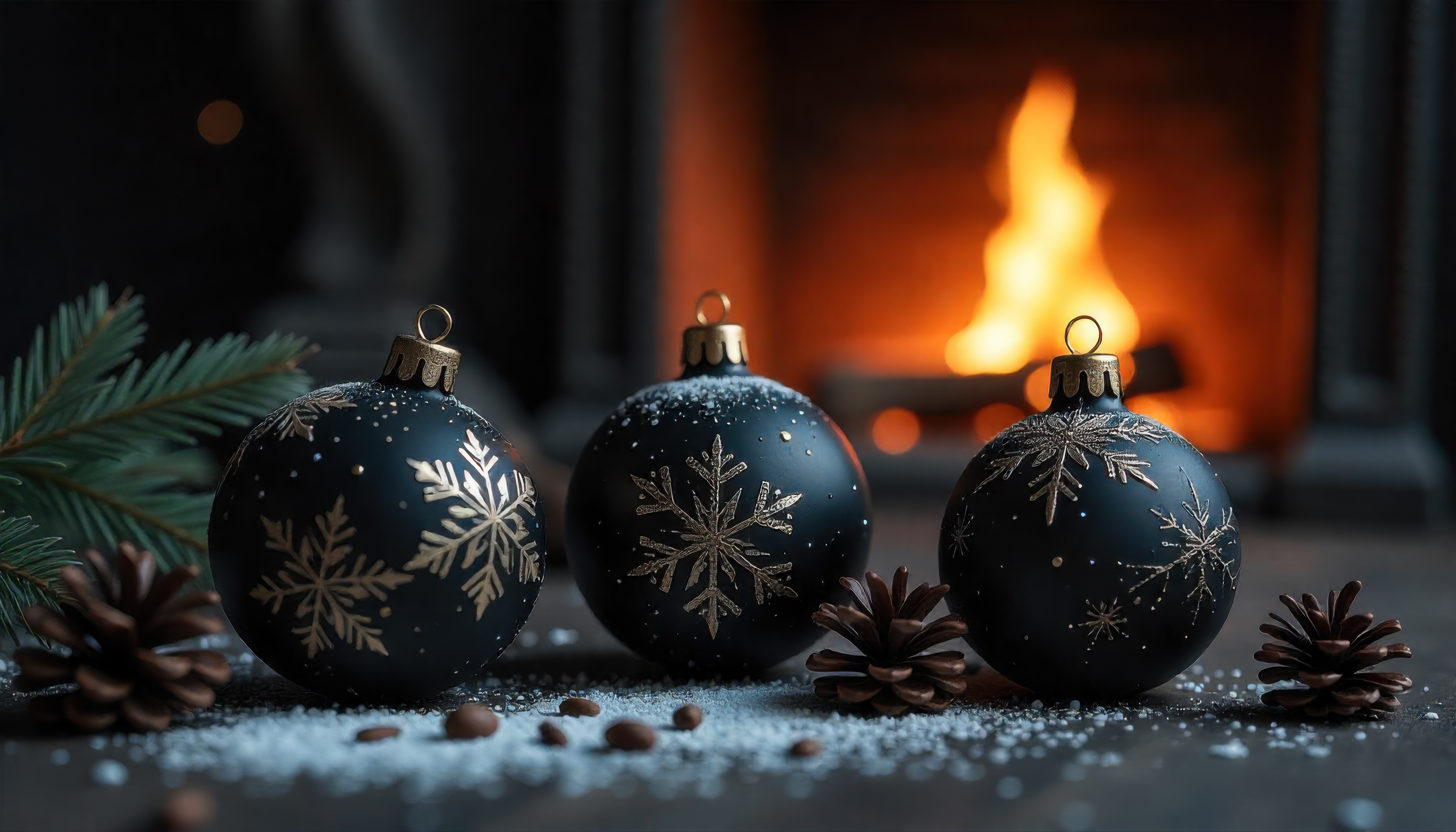 Año Nuevo Hogar (fuego) Bolas Rama Pinea Conos Ai