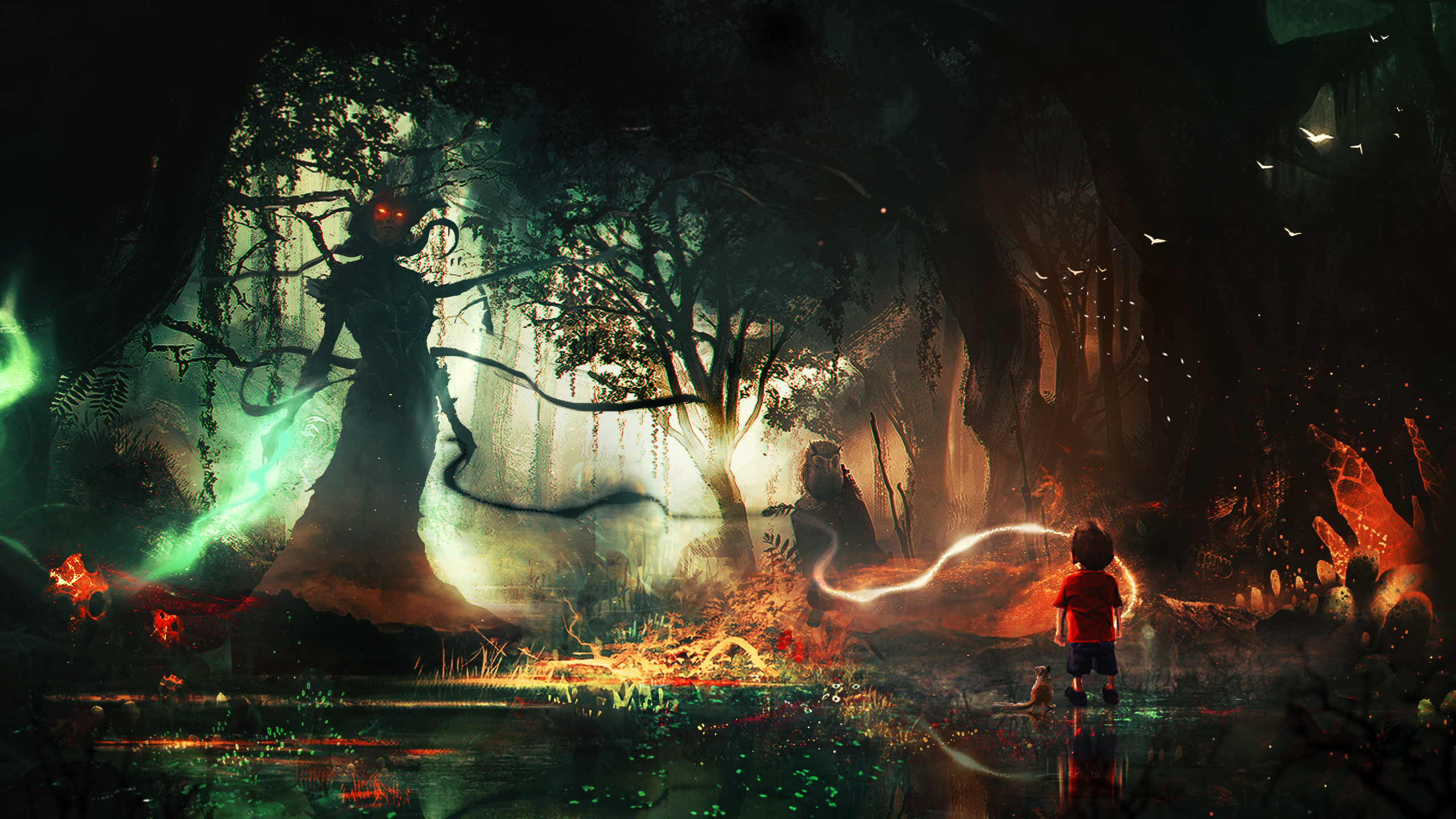 Image Boys Monsters Fantasy Fantasy Forest 2560x1440