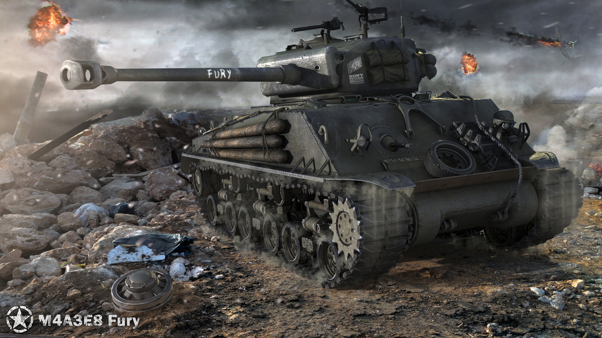 Images World Of Tanks Tank M4a3e8 Fury Vdeo Game 19x1080