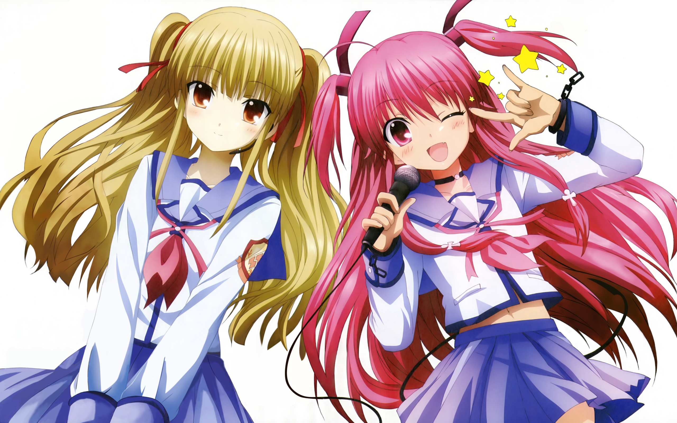 Sfondi del desktop Angel Beats Microfono Yusa, Yui Due 2 Anime giovani donne 2560x1600 ragazza Ragazze giovane donna