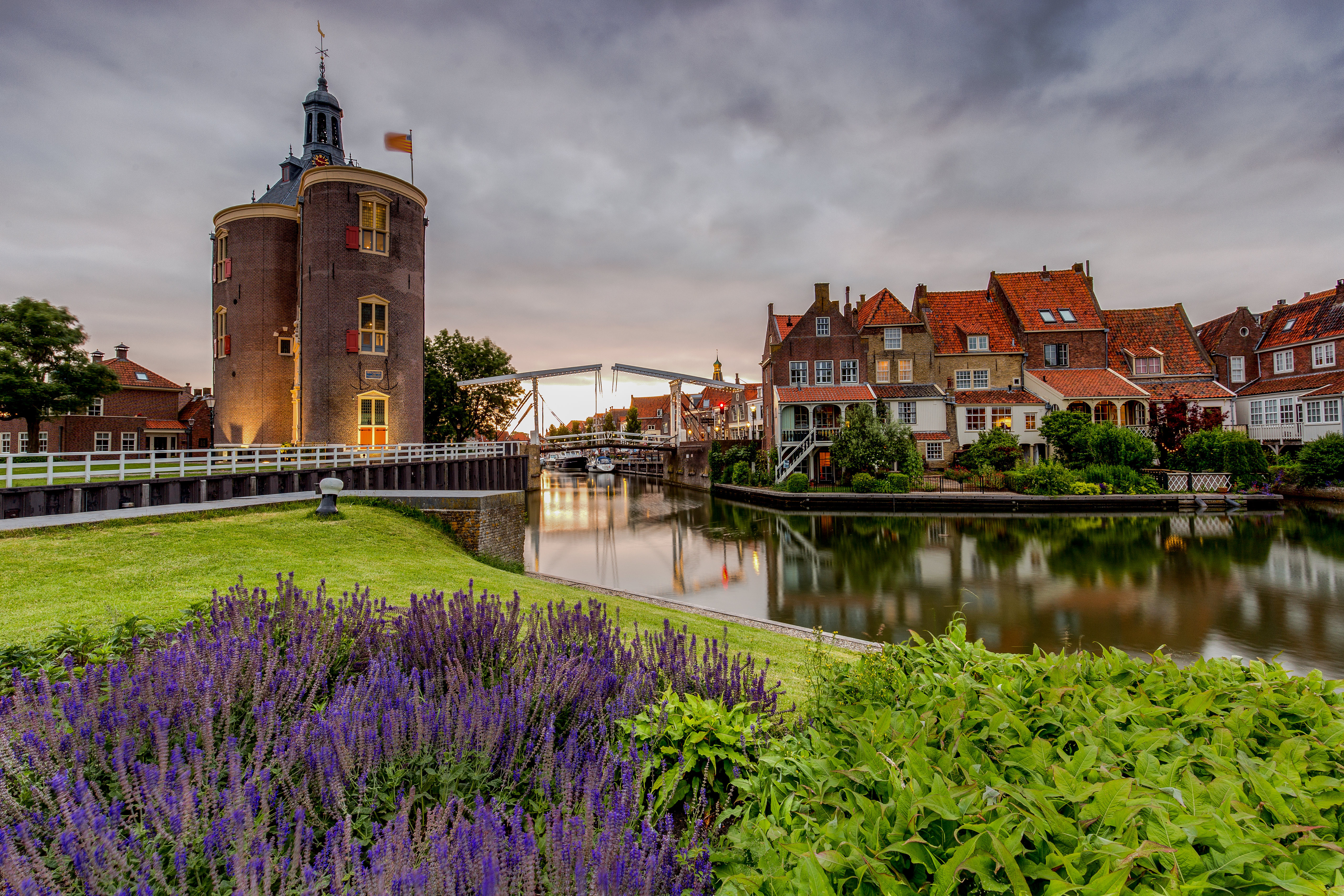 Holanda Casa Enkhuizen Canal Torre Edifício, Países Baixos, torres Cidades