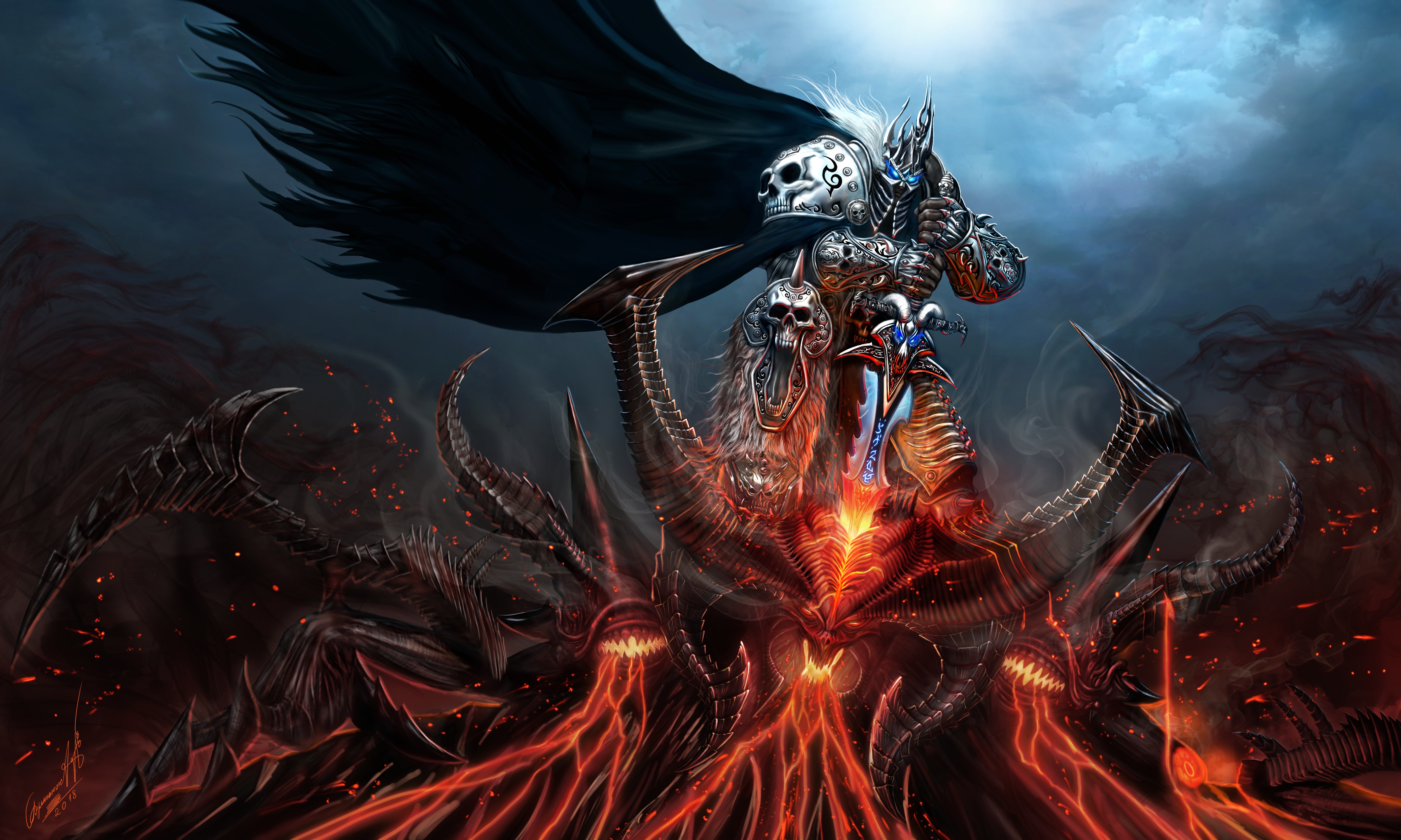 Картинка WoW Diablo Мечи броня демон Воители lich king 5000x3000