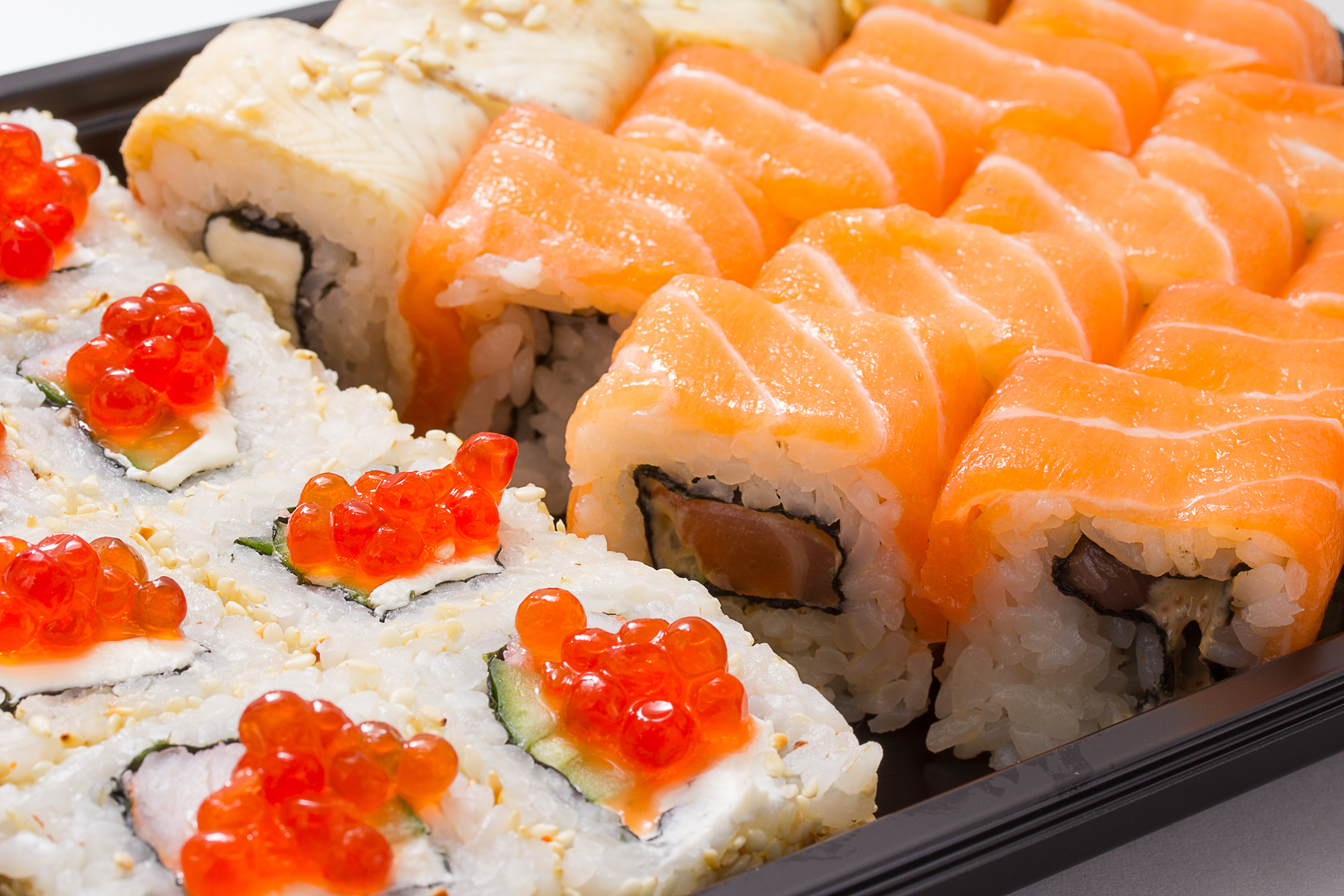 Foto das Essen Sushi Kaviar Reis Meeresfrüchte 5184x3456 Lebensmittel Rogen Caviar
