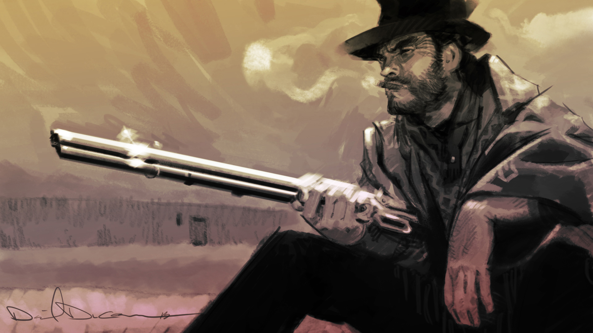 Download Clint Eastwood Cowboy Fanart Wallpaper | Wallpapers.com