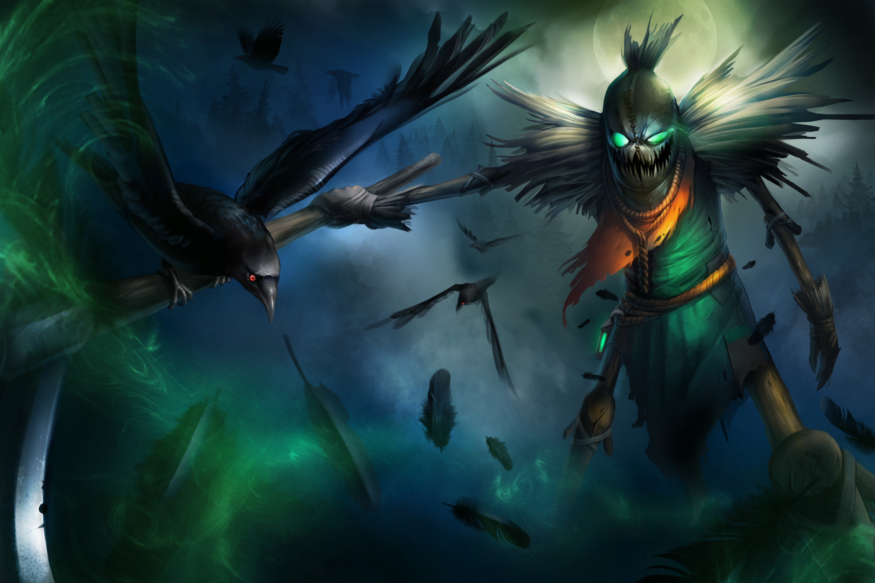 Wallpaper Lol Crow Monster Fiddle Sticks Fantasy Games 3000x2000