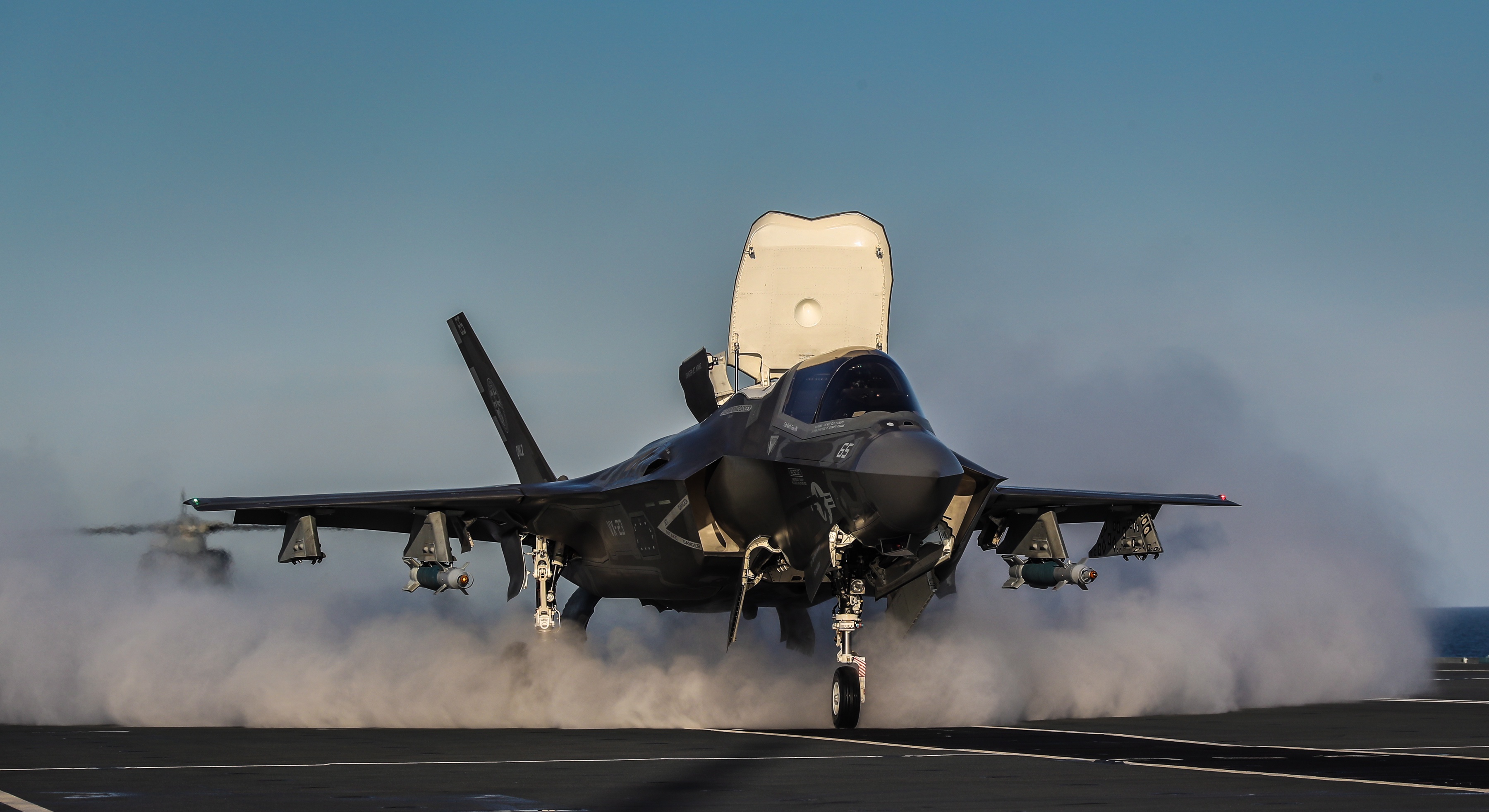 壁紙，3600x1963，飛機，战斗机，f-35b Lightning Ii, Royal Navy, Hms Queen Elizabeth 