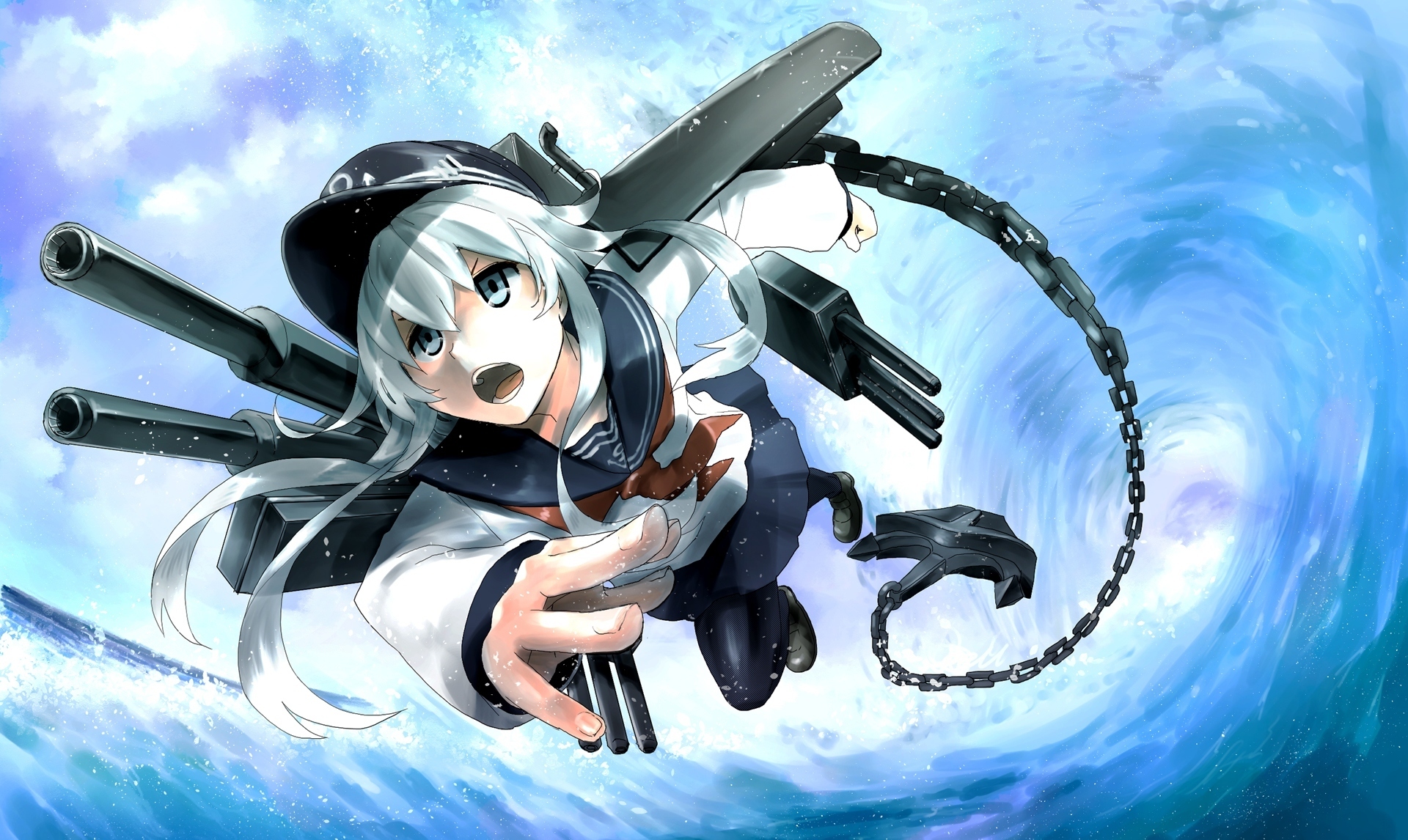 壁紙 19x1146 艦隊これくしょん 艦これ Hibiki 飛翔 鎖 アニメ 少女 ダウンロード 写真
