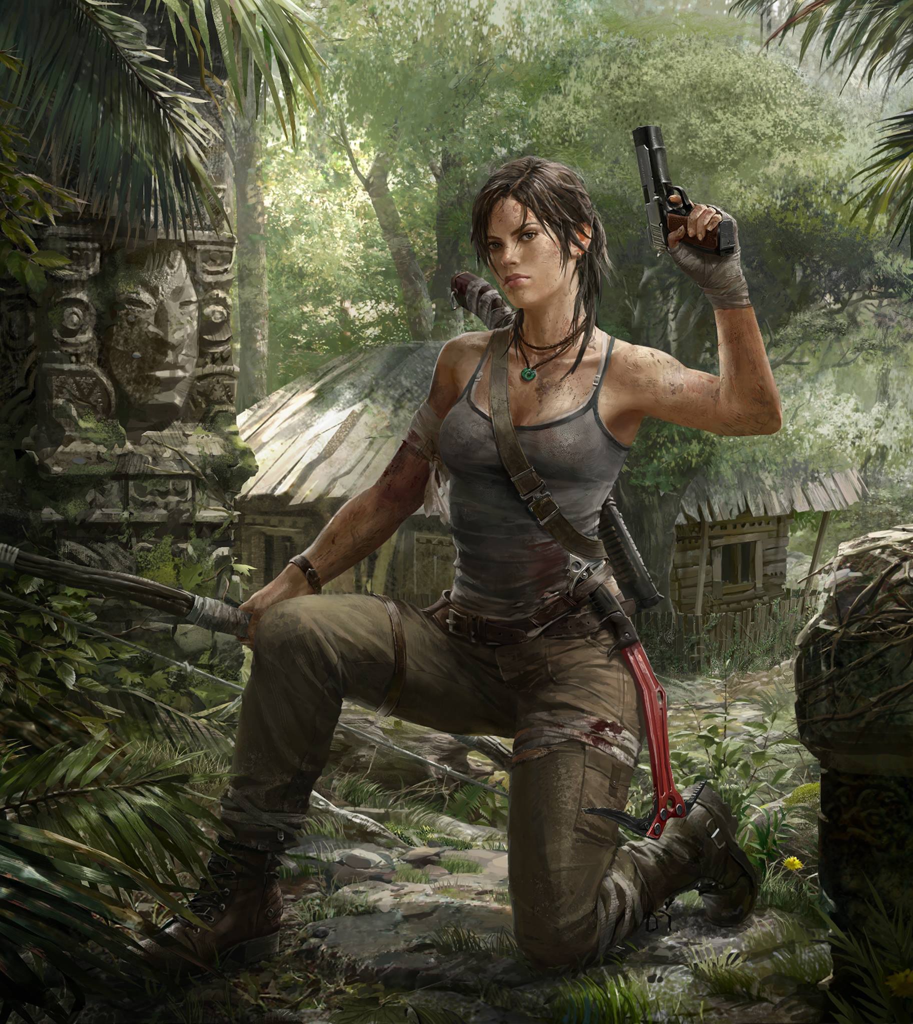 Картинка Tomb Raider Tomb Raider 2013 Пистолеты Лара Крофт 1825x2048