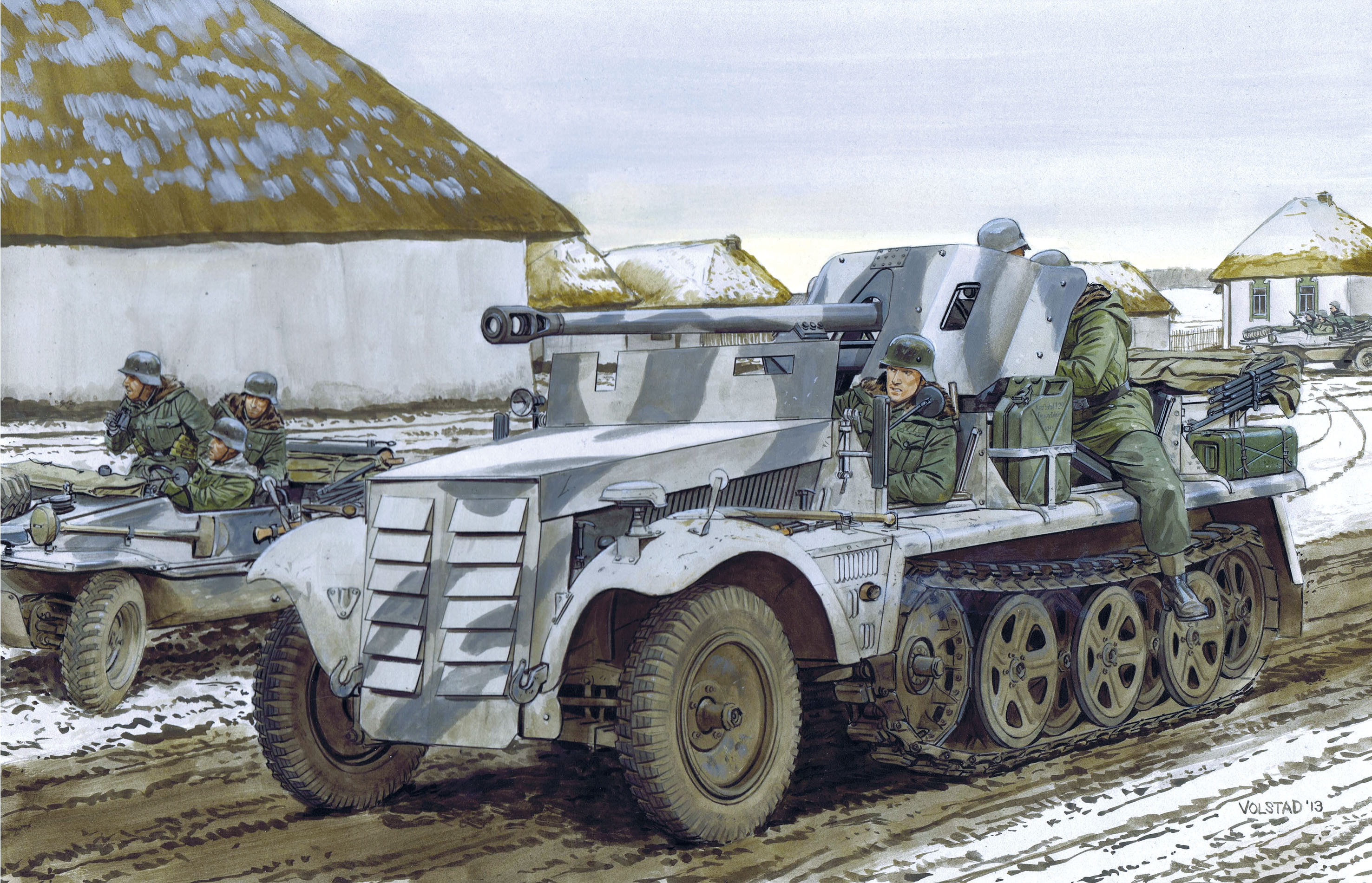 ，戰車，绘制壁纸，5cm PaK 38 (Sf) auf Zugkraftwagen 1t，德語，陆军，