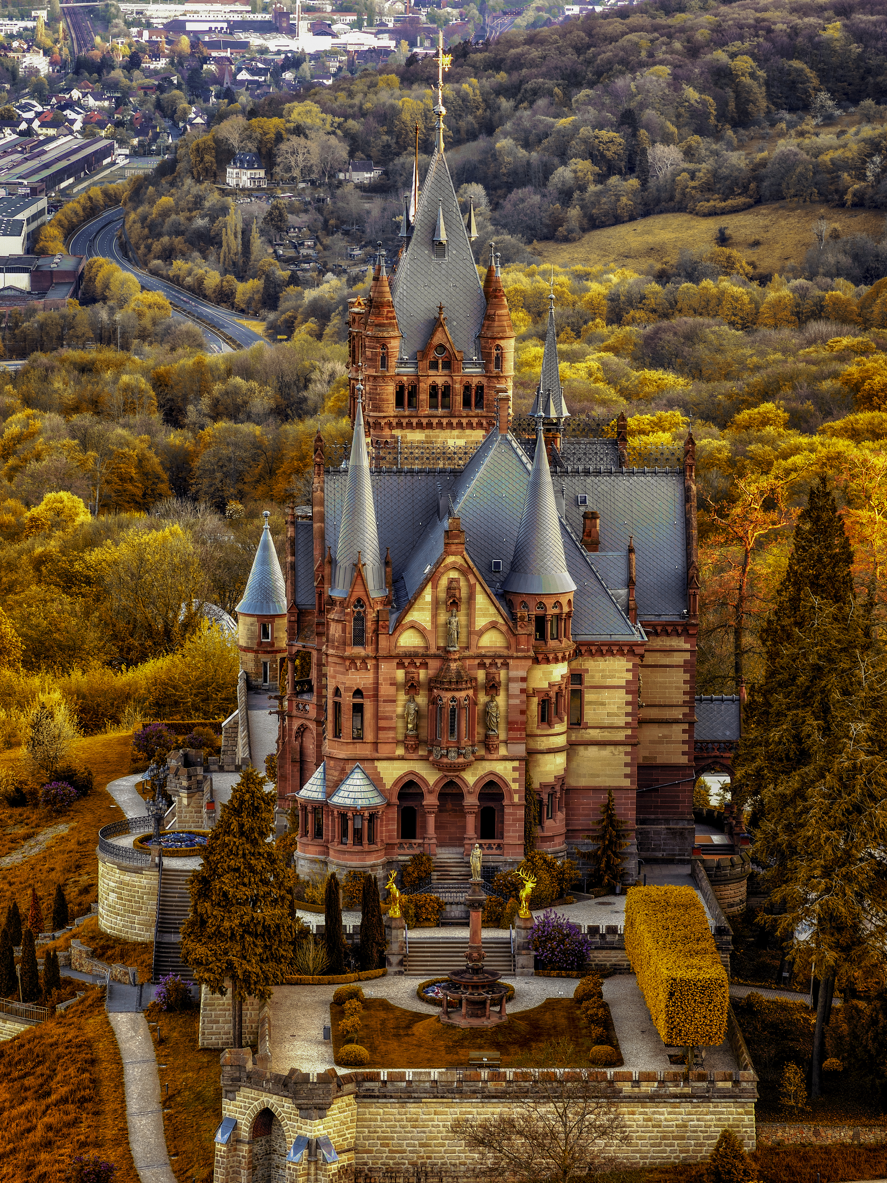 Фото Германия Drachenburg Castle замок осенние город 3000x4000