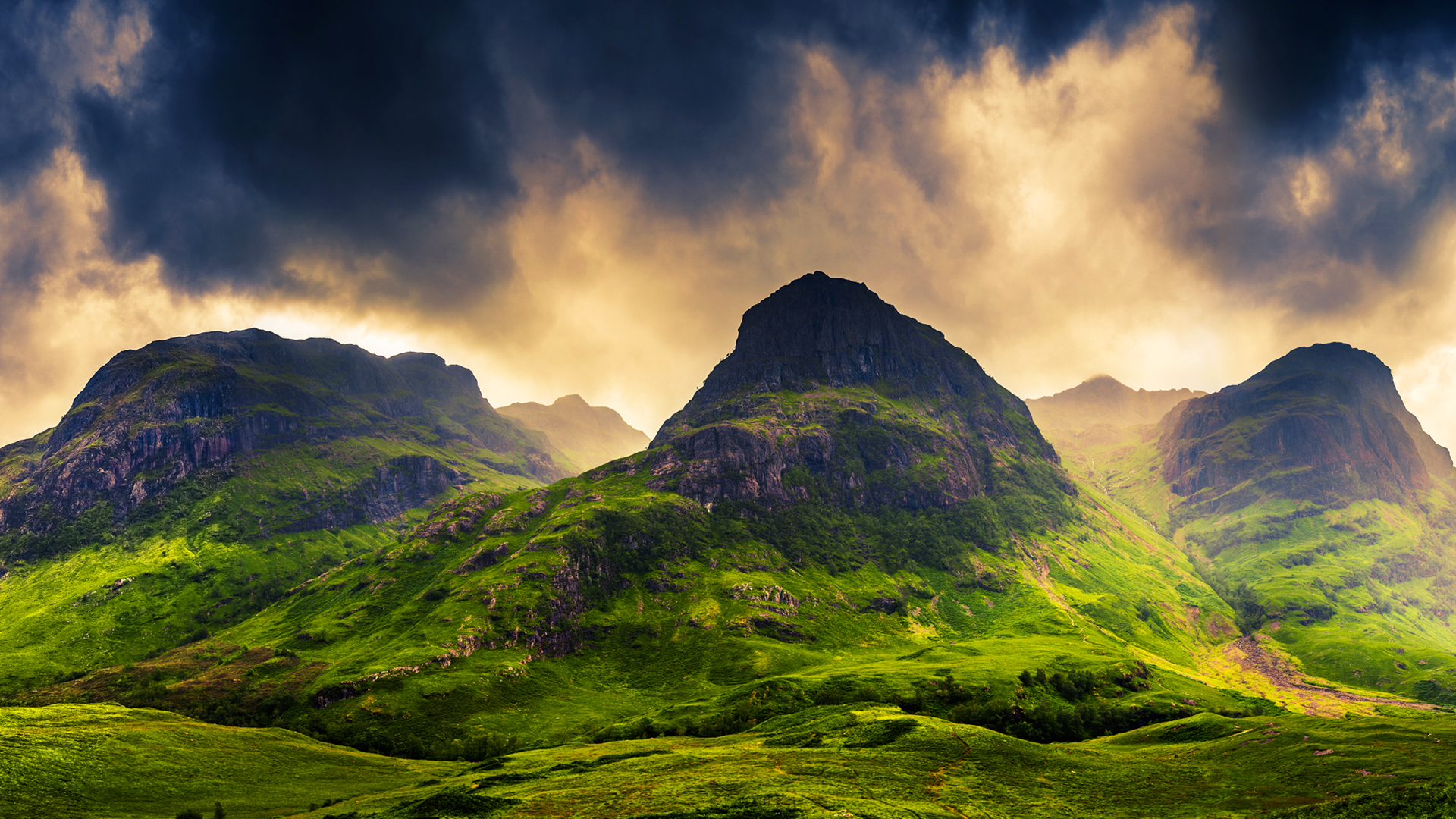 Photo Scotland Nature Mountains Sky Grass 1920x1080