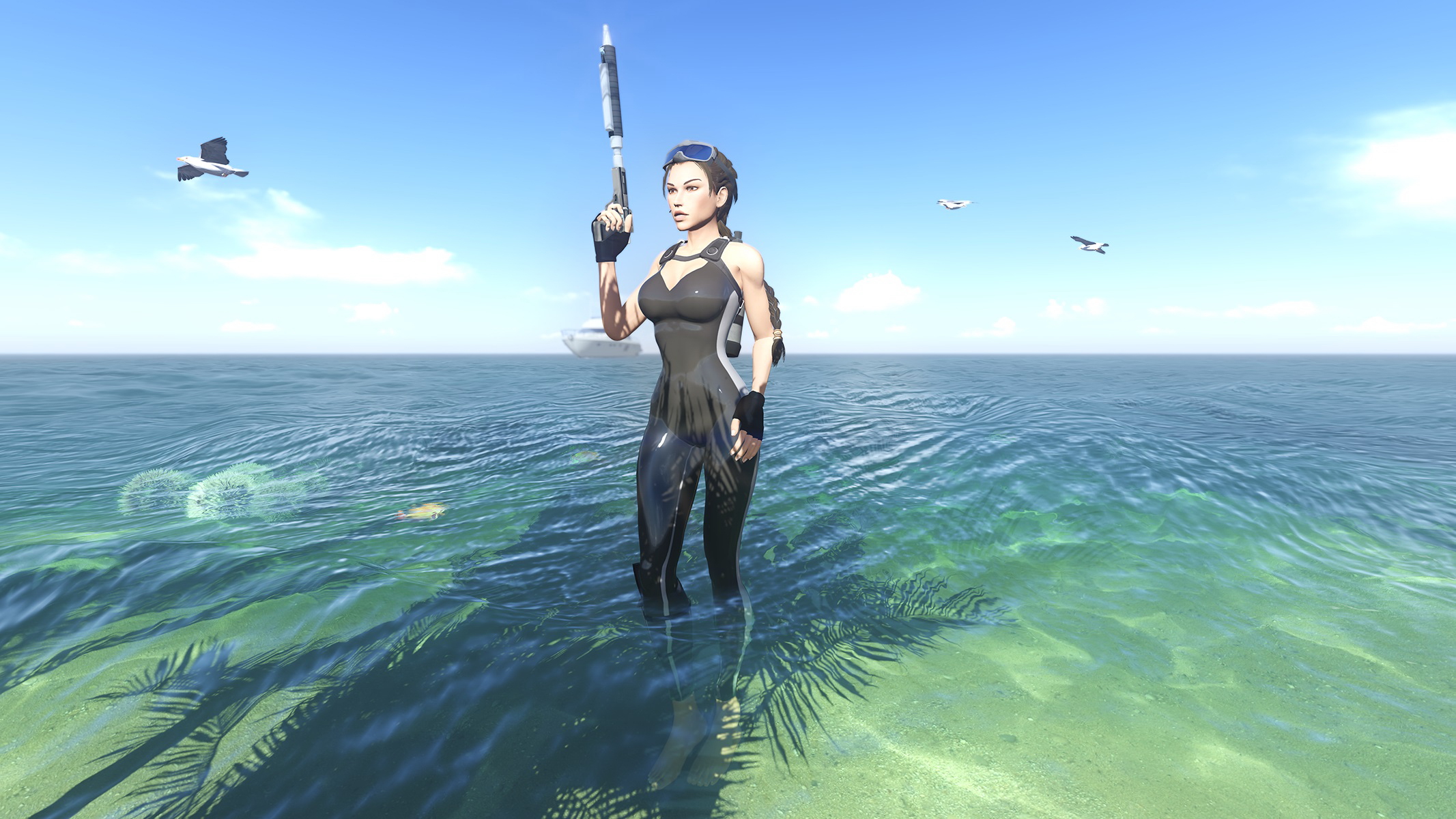 Поиграть в воде. Tomb Raider Underworld Lara. Tomb Raider: Underworld. Средиземное море.\.