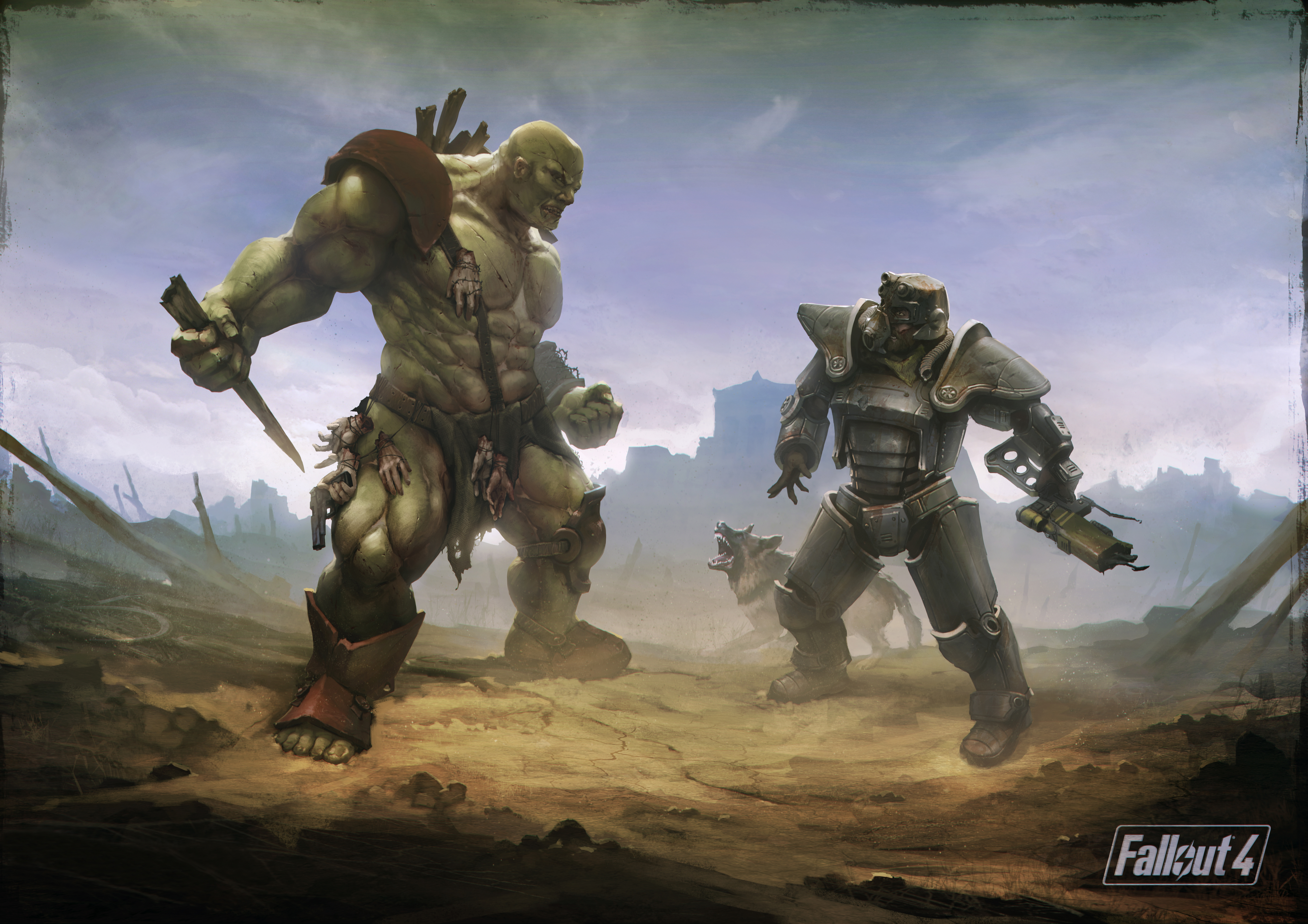 壁紙 5658x4000 フォールアウト モンスター Fallout 4 Super Mutant Brotherhood Of Steel Art シェパード犬 鎧 ゲーム ファンタジー 動物 ダウンロード 写真