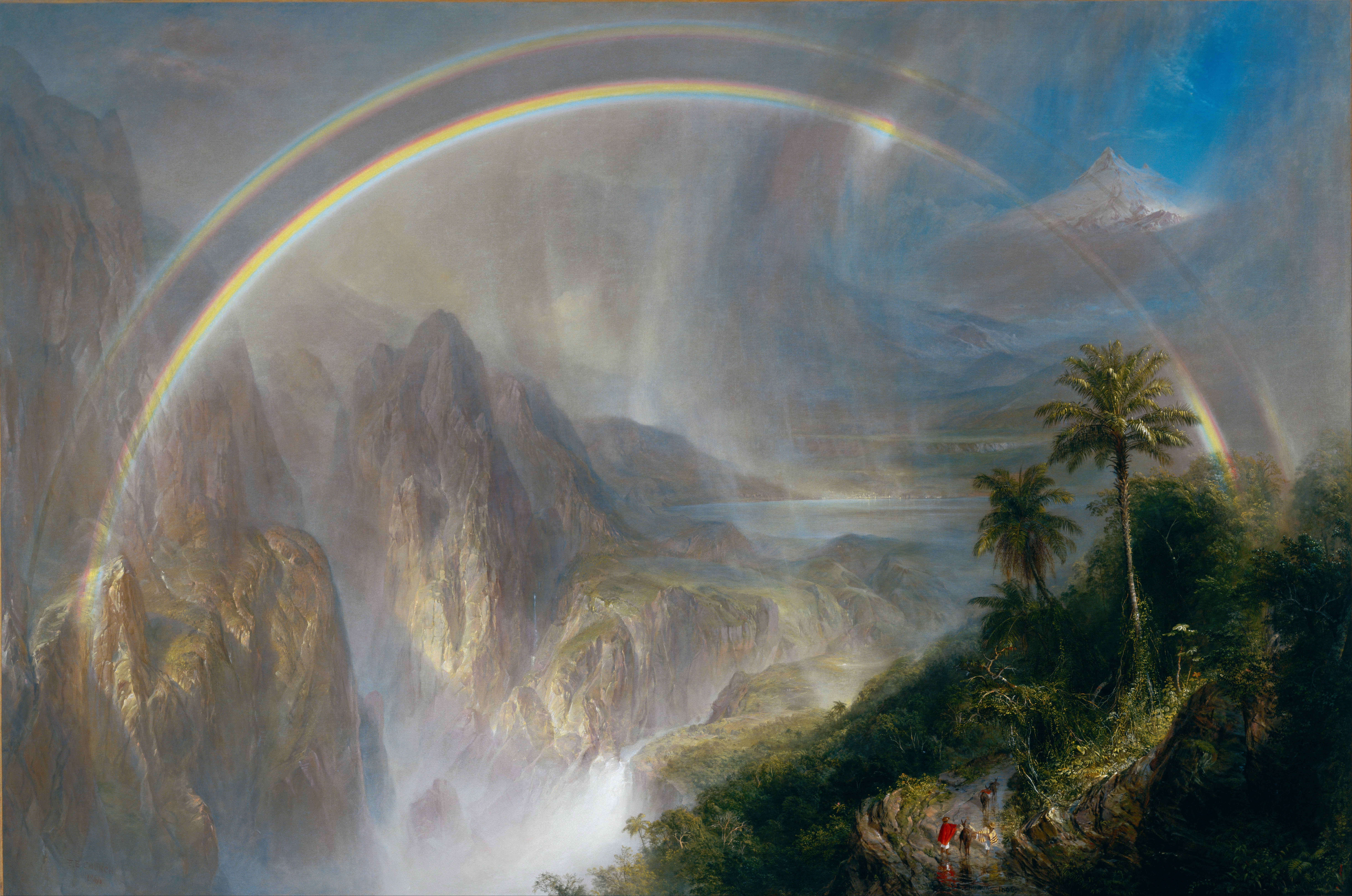 、山、絵画、Frederic Edwin Church, Rainy Season in the Tropics、虹、自然、