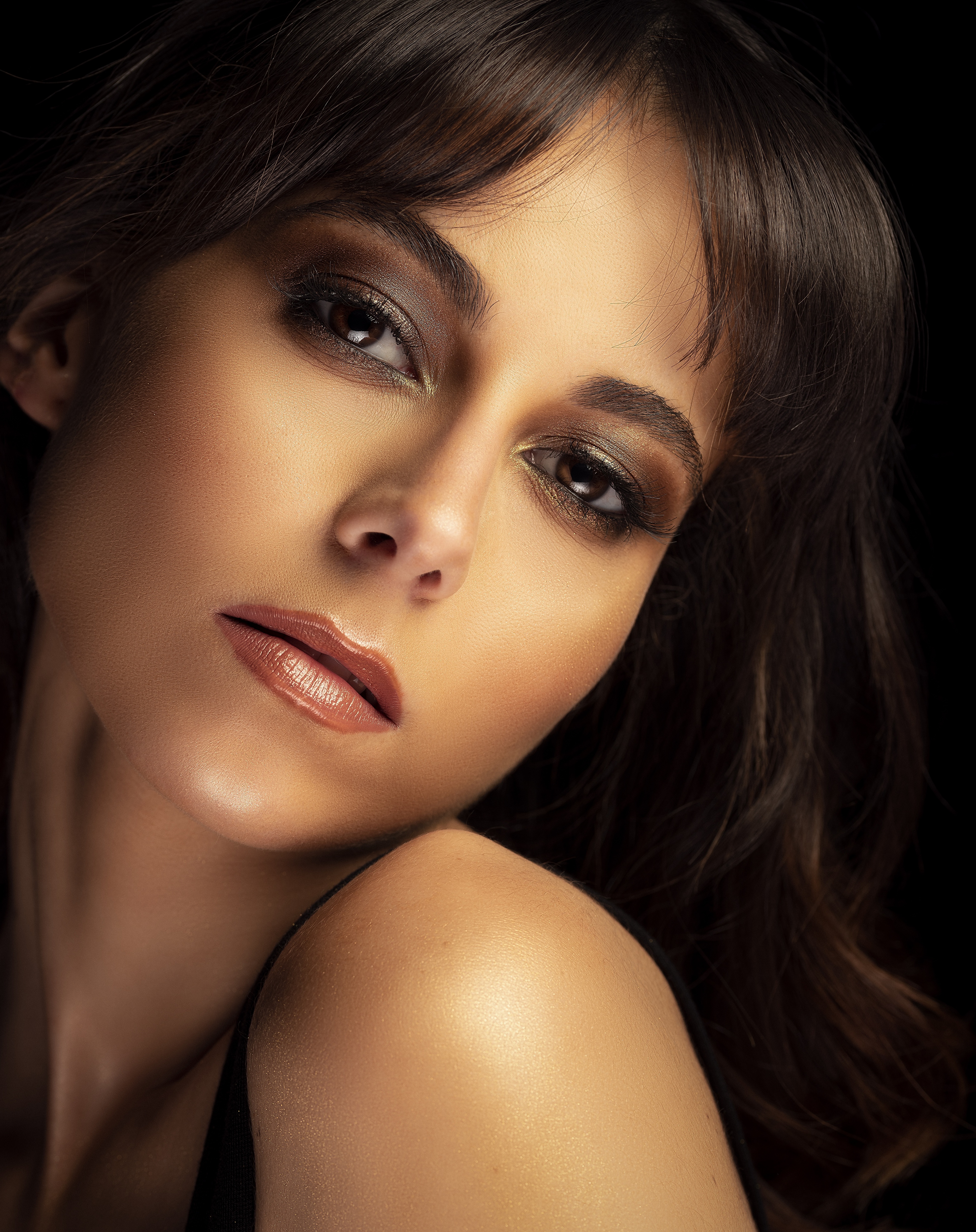 Photo Brown Haired Makeup Ana Victoria Face Girls Glance 3840x4845