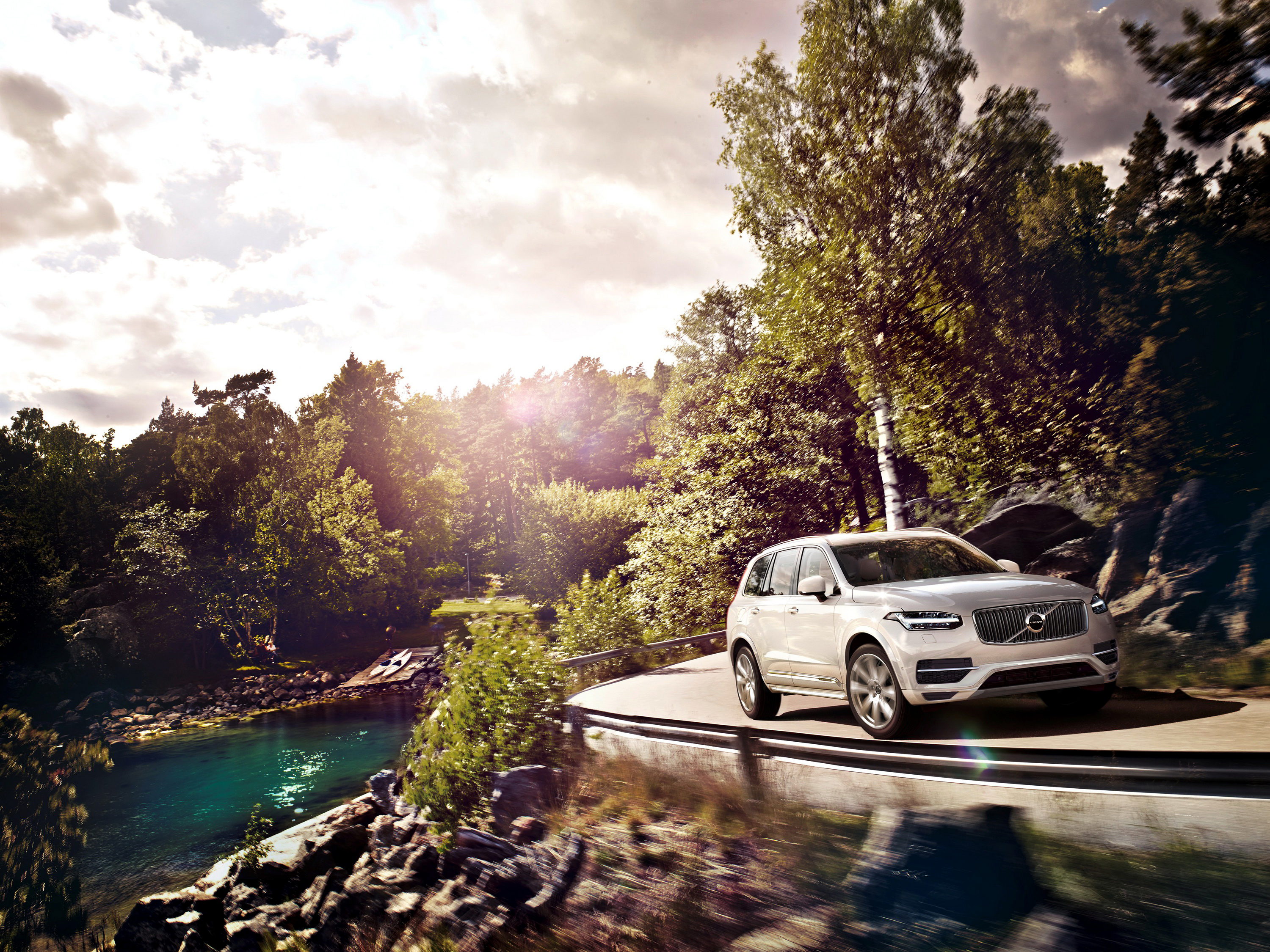 Фотографии Volvo 2014 XC90 Белый Природа Пейзаж Автомобили 3000x2250