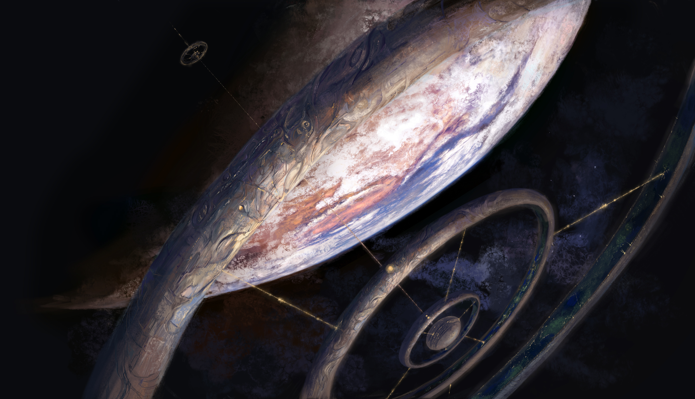 Bakgrunnsbilder til skrivebordet Planeter Romstasjon Fantasy det ytre rom 2787x1600 planet Verdensrommet