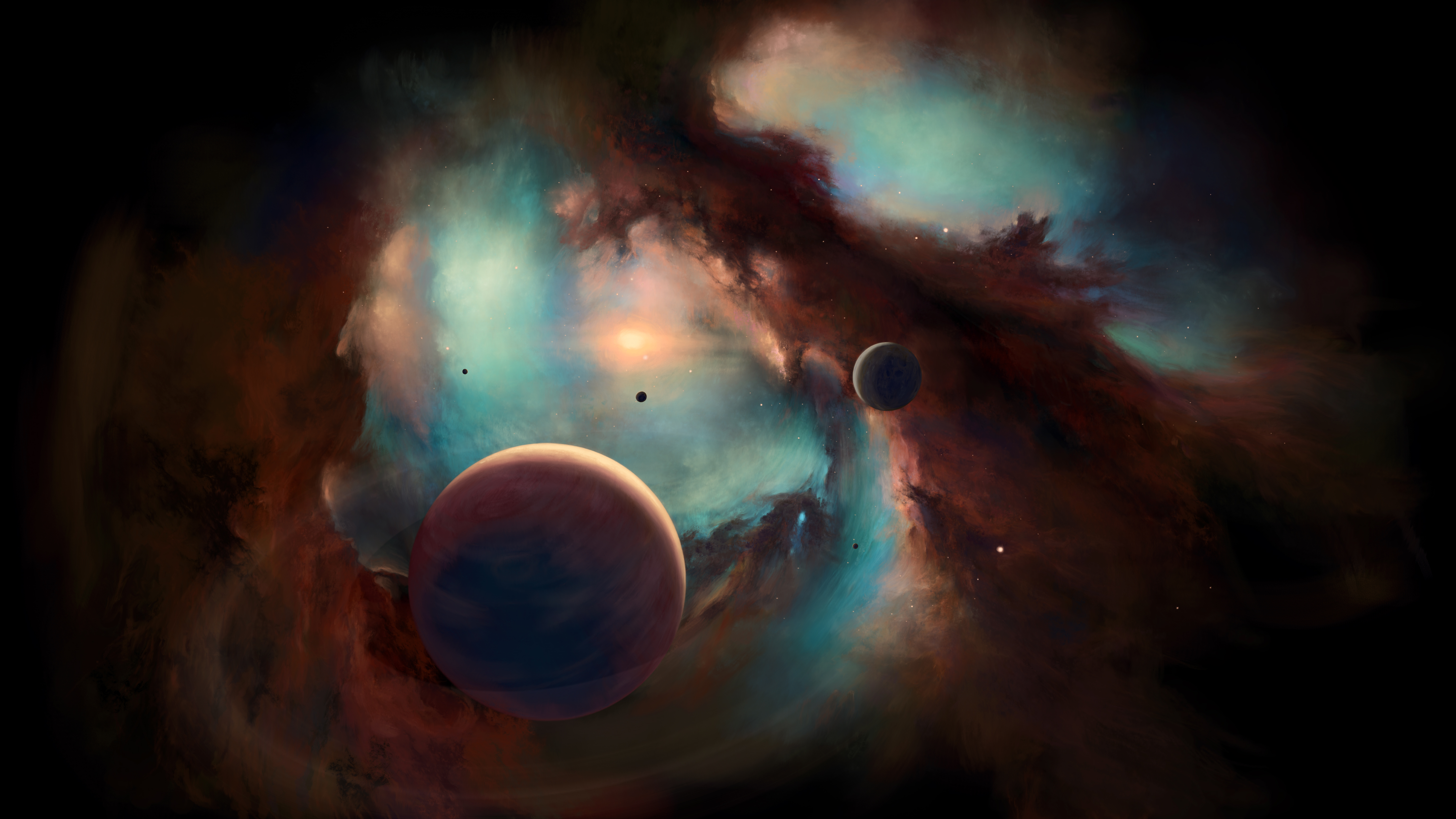 Sfondi del desktop Pianeti nebulosa Spazio cosmico 5500x3094 pianeta Nebulose nello spazio