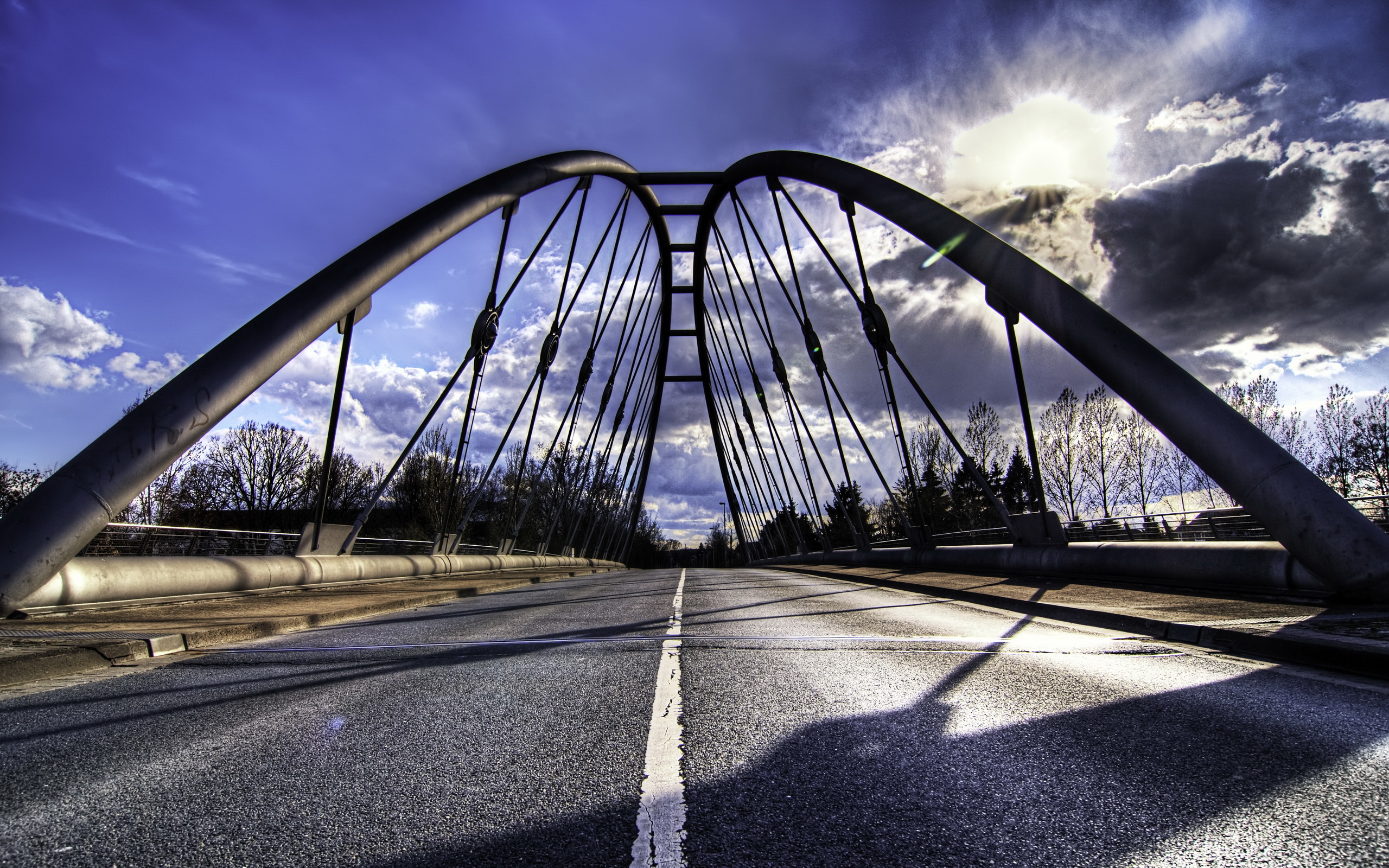 Photo bridge Cartoons Roads Asphalt 2560x1600