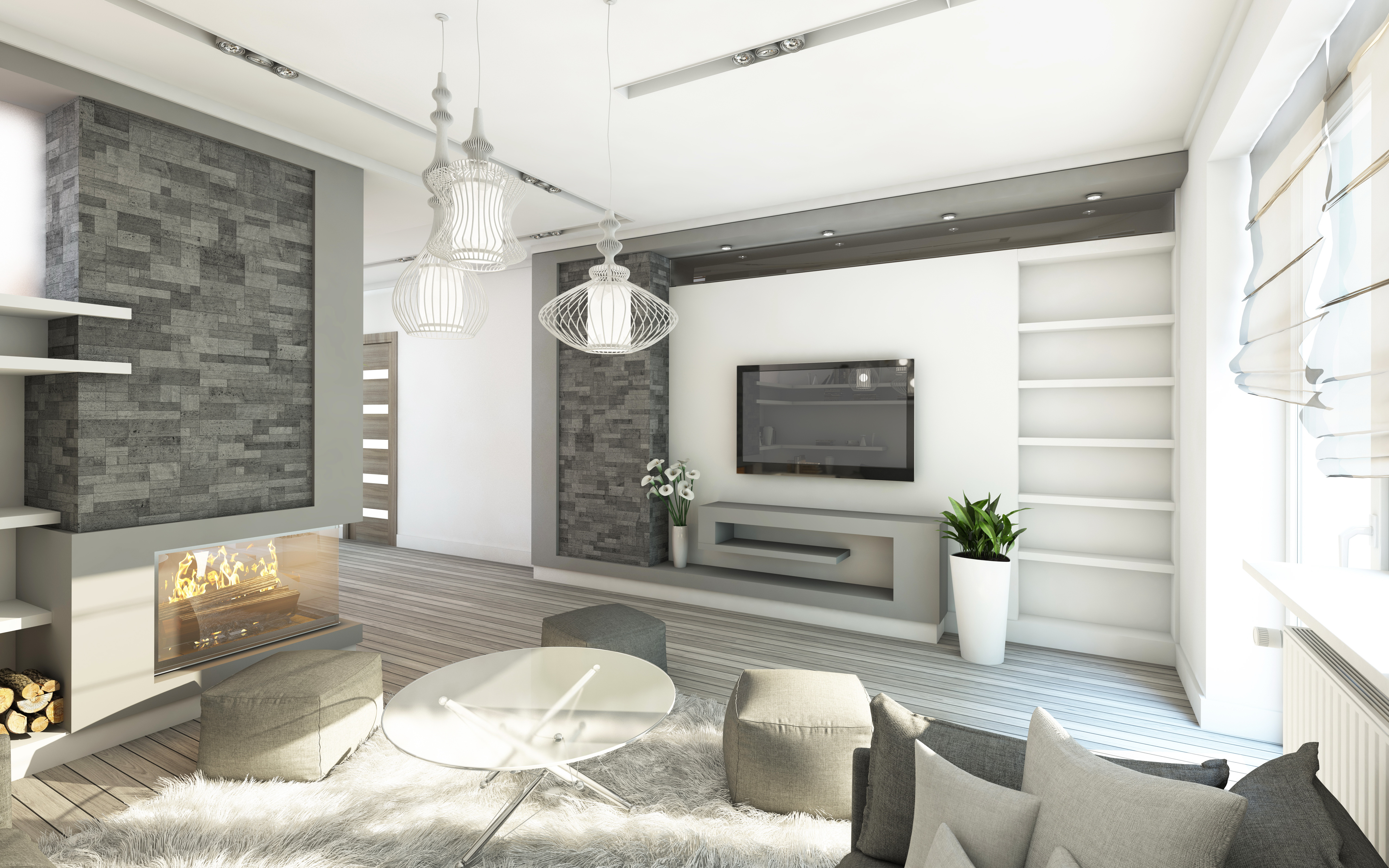 Pictures Living Room 3d Graphics High Tech Style Interior