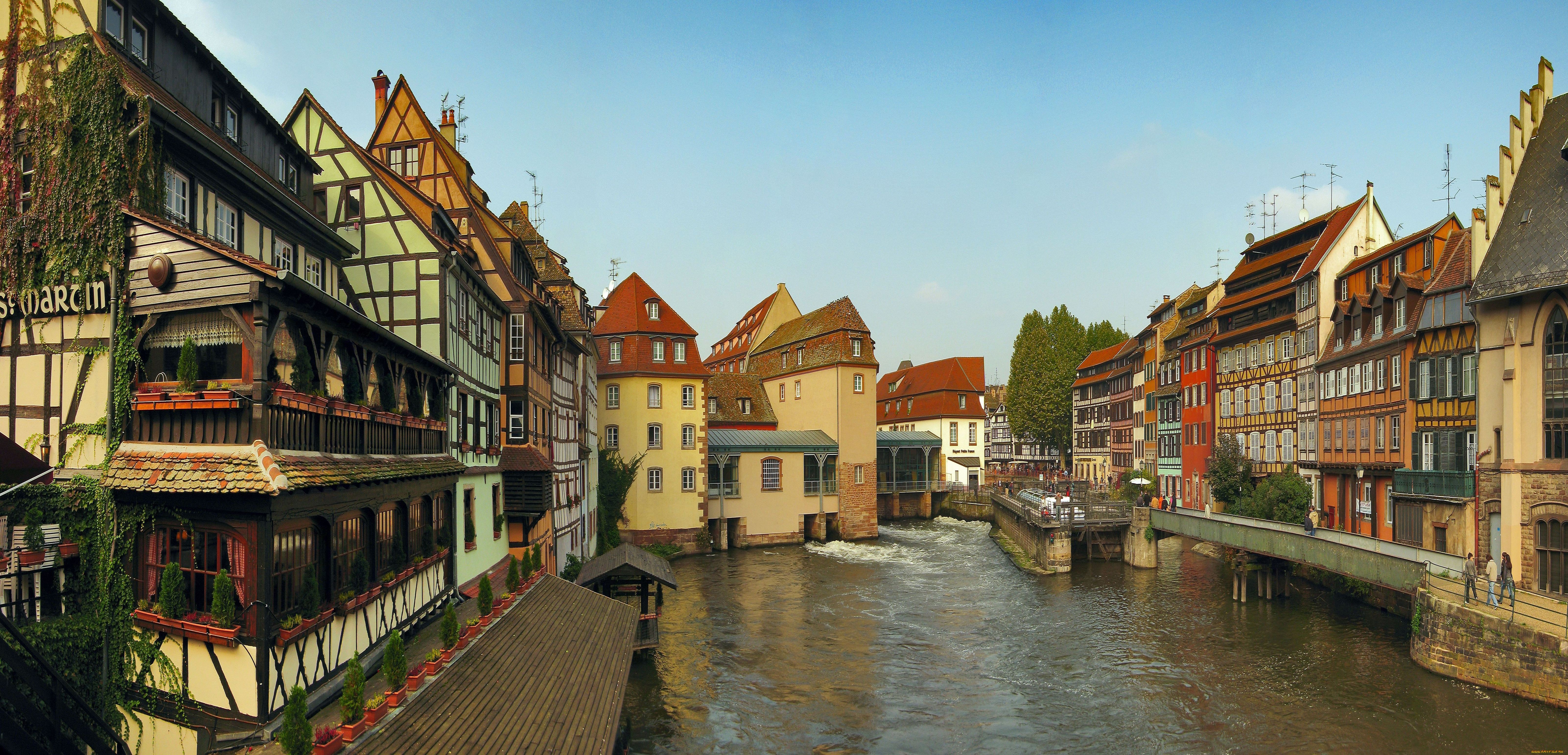 Bakgrunnsbilder byen Frankrike Strasbourg Kanal farvann Gate Byer en by