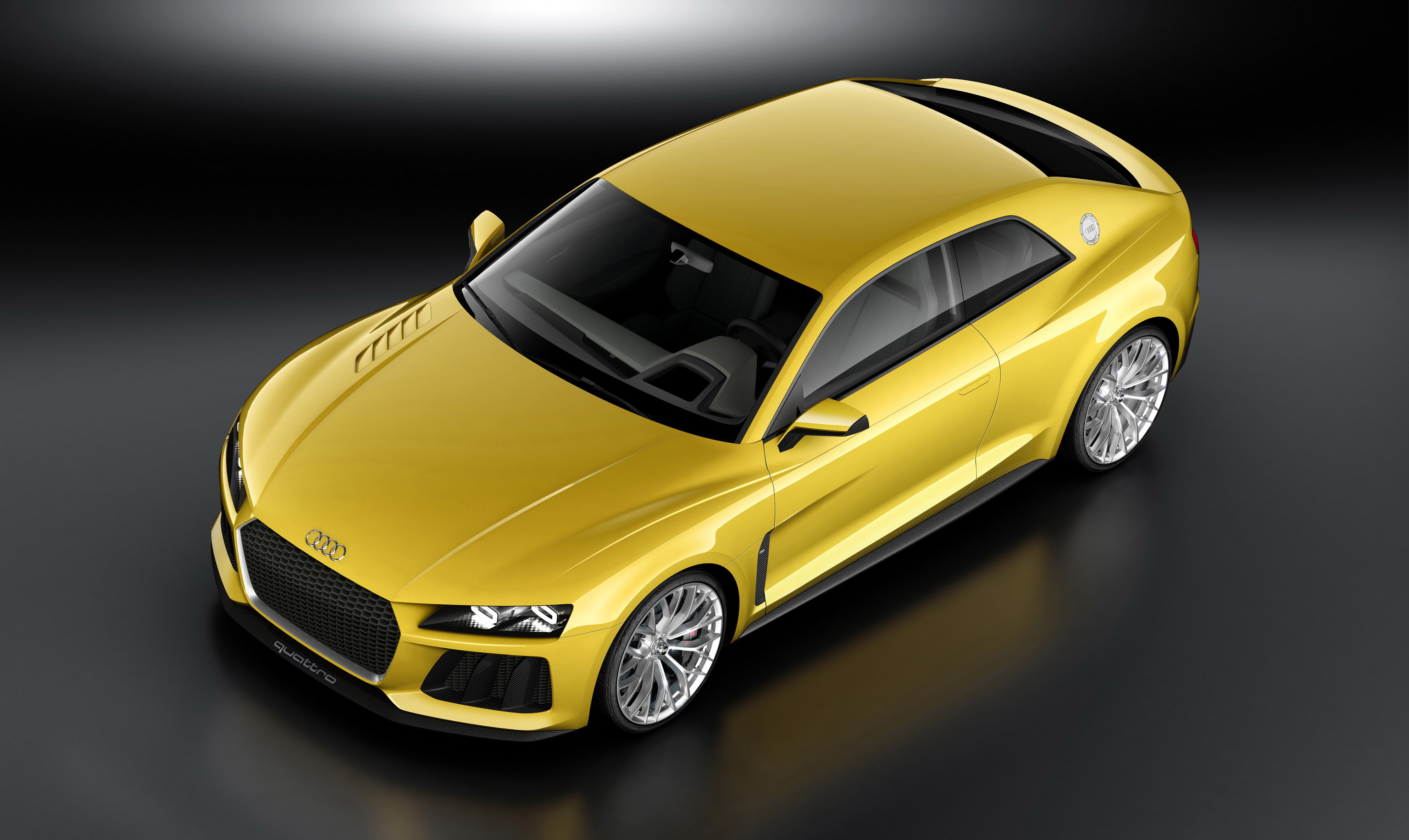 Achtergrond 2013 Audi Sport quattro Geel kleur auto's 3072x1832 Auto automobiel
