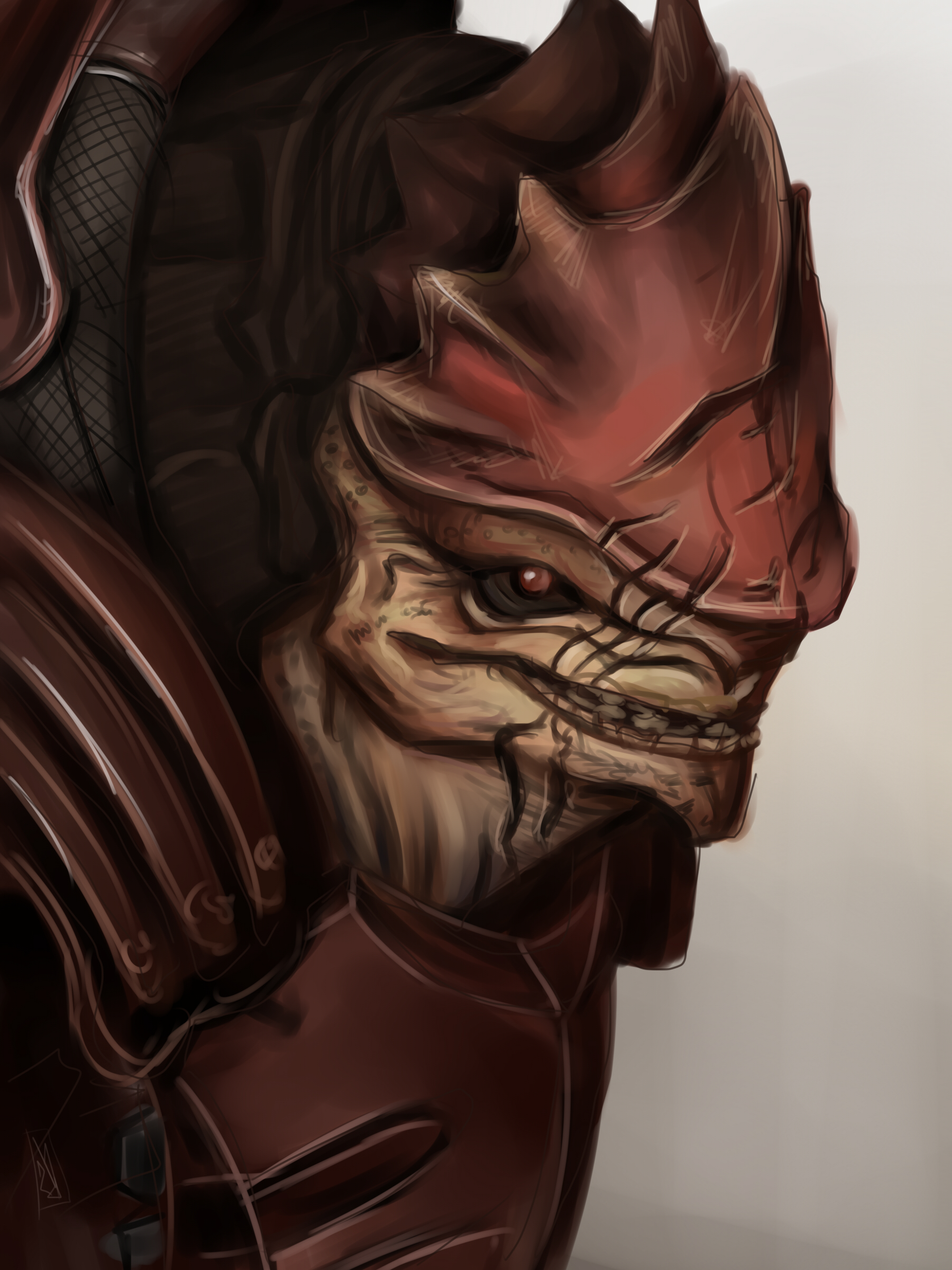 Картинки Mass Effect инопланетянин Urdnot Wrex, Krogan 1800x2400