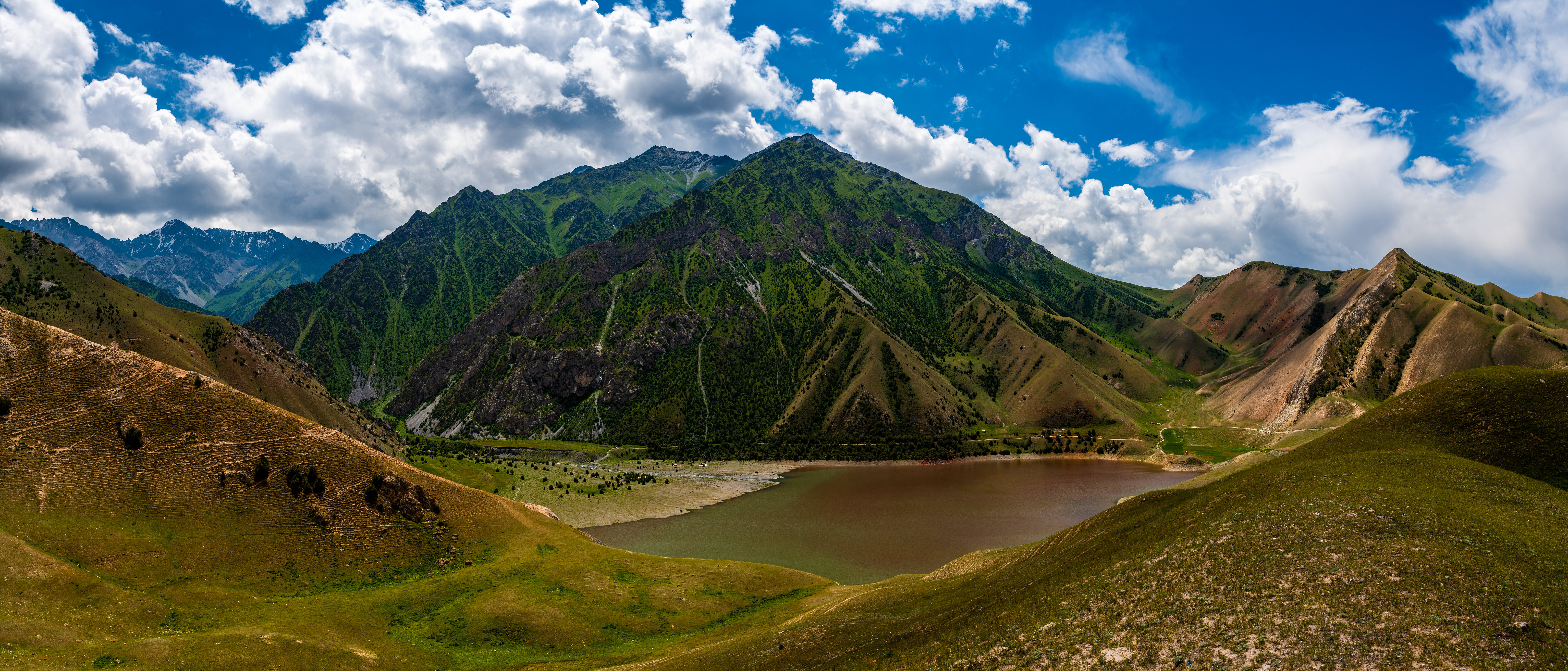 ，山，パノラマ，Kyrgyzstan，云，大自然，