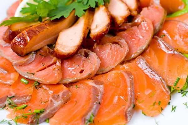 Tapeta żywność ryby Salmo Owoce morza 600x399 Jedzenie Ryba - Jedzenie