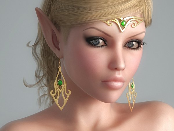 Images Eyes Elves Face Girls Fantasy 3d Graphics Earrings 600x450