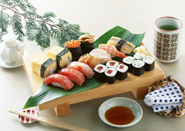 Achtergrond Sushi Voedsel Zeevruchten 600x425 spijs