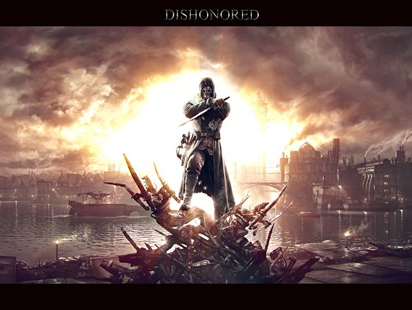Картинка Dishonored воин Игры 597x450 воины Воители компьютерная игра