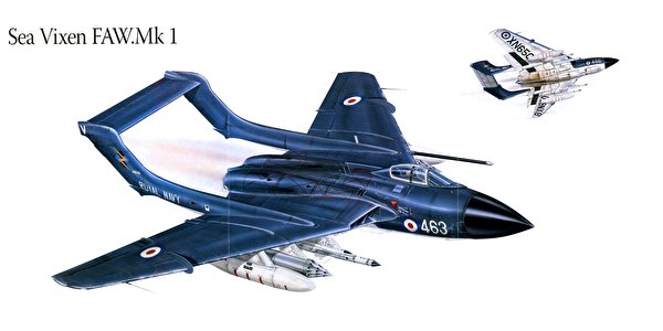600x300、飛行機、描かれた壁紙、Sea Vixen FAW.Mk 1、、航空、