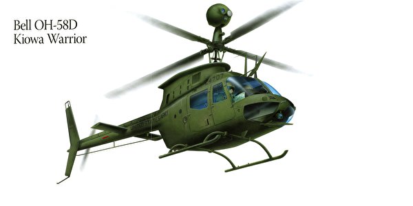 600x300，直升機，绘制壁纸，Bell OH-58D Kiowa Warrior，，航空，