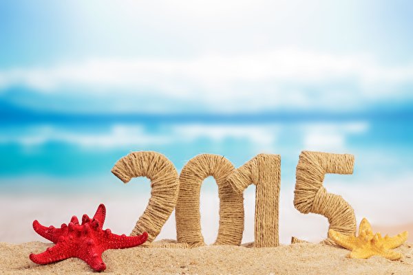 Desktop Hintergrundbilder 2015 Seesterne Neujahr Sand 600x400