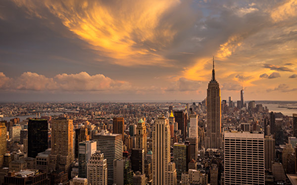 Bilder USA Wolkenkratzer Himmel Manhattan New York City Megalopolis Städte