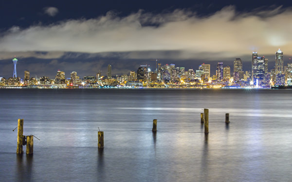 Bilder Vereinigte Staaten Wolkenkratzer Küste Seattle Washington Puget Sound Städte