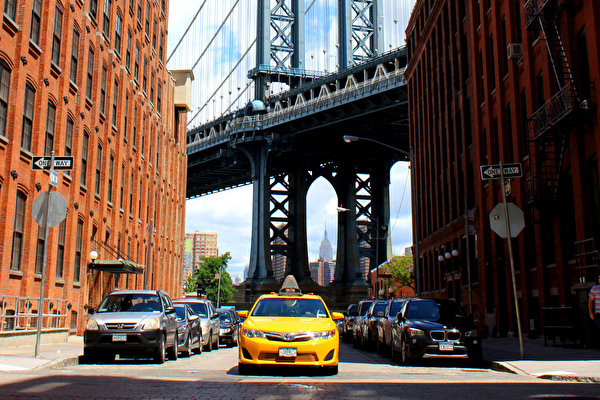 Fotos USA Taxi - Autos Brücke New York City Stadtstraße Städte Autos