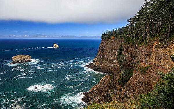 Bilder Himmel USA Küste Ozean Felsen Cape Meares, Cape Lookout, Oregon, Pacific Ocean Natur