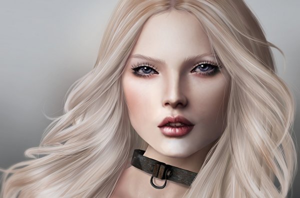 Pictures Blonde Girl Hair Face Girls 3d Graphics Staring 600x396