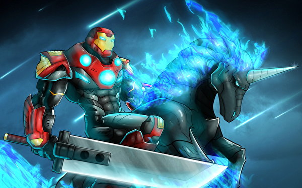 Fondos de escritorio Guerreros Unicornios Iron Man Héroe Espadas