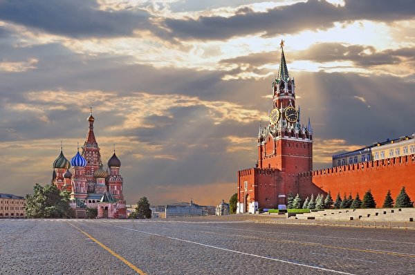 Fondos de escritorio Moscú Rusia Kremlin de Moscú Templo Plaza Nube